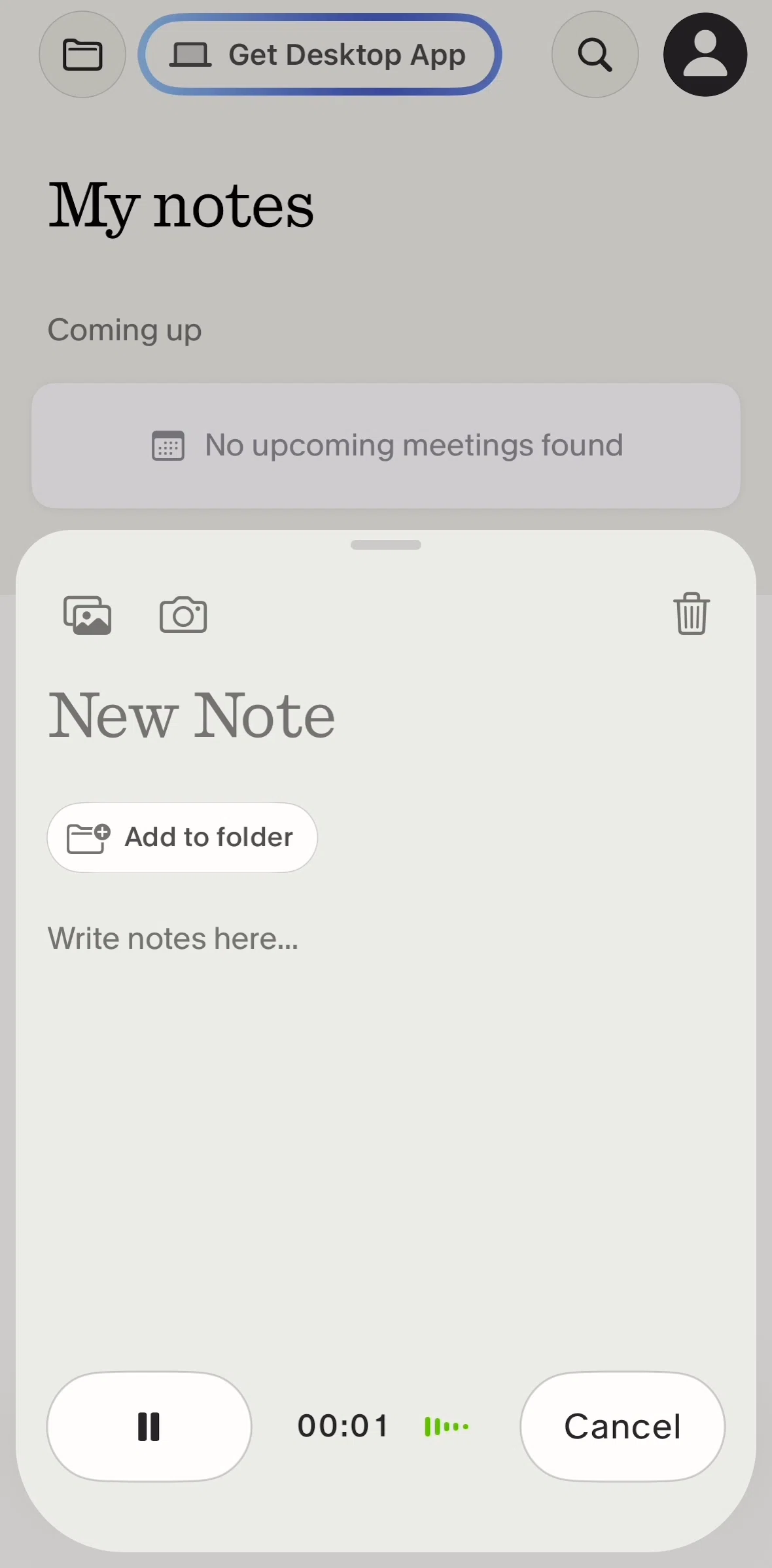 Granola Screen screen in the Adding text flow