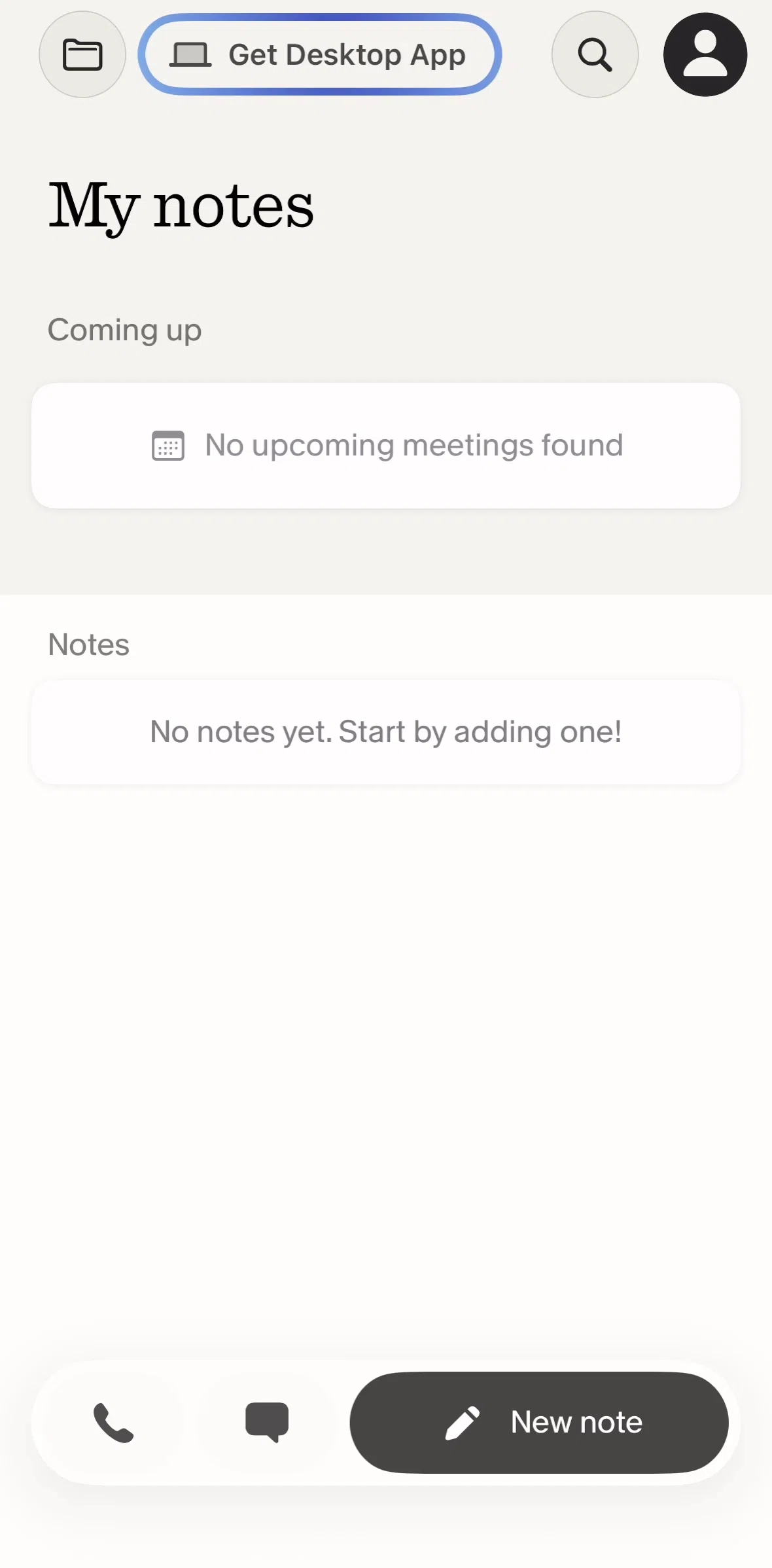 Granola Screen screen in the Desktop app flow