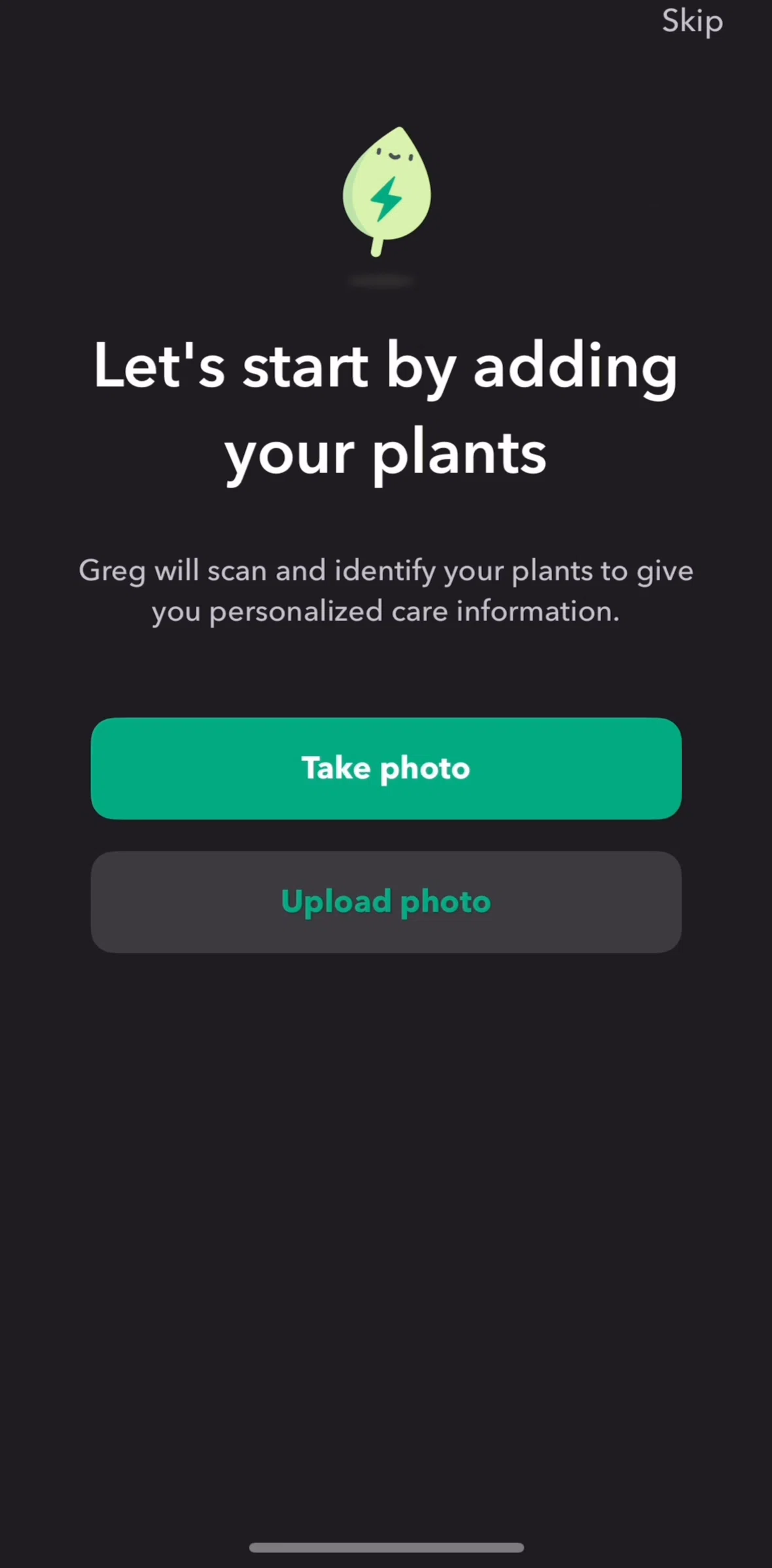 Greg Screen screen in the Adding a plant flow