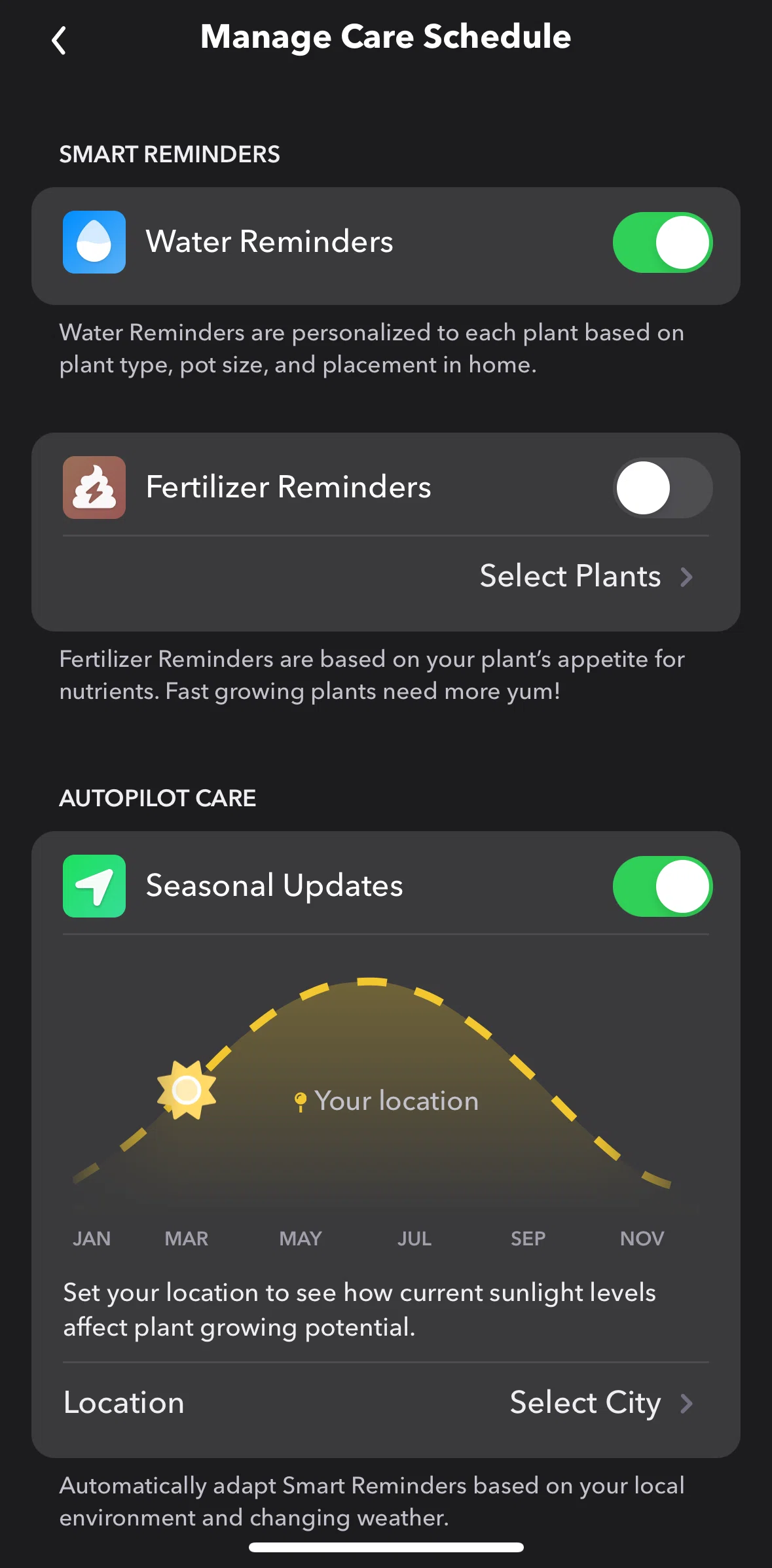 Greg Screen screen in the Enabling fertilizer reminders flow