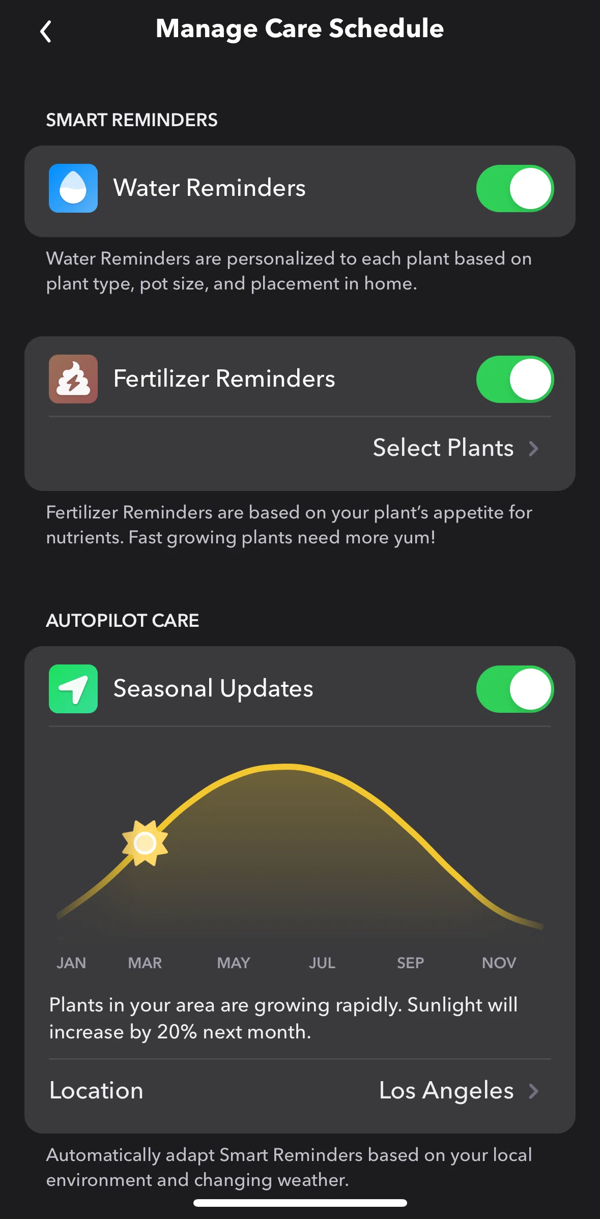 Greg Screen screen in the Manage fertilizer reminders flow