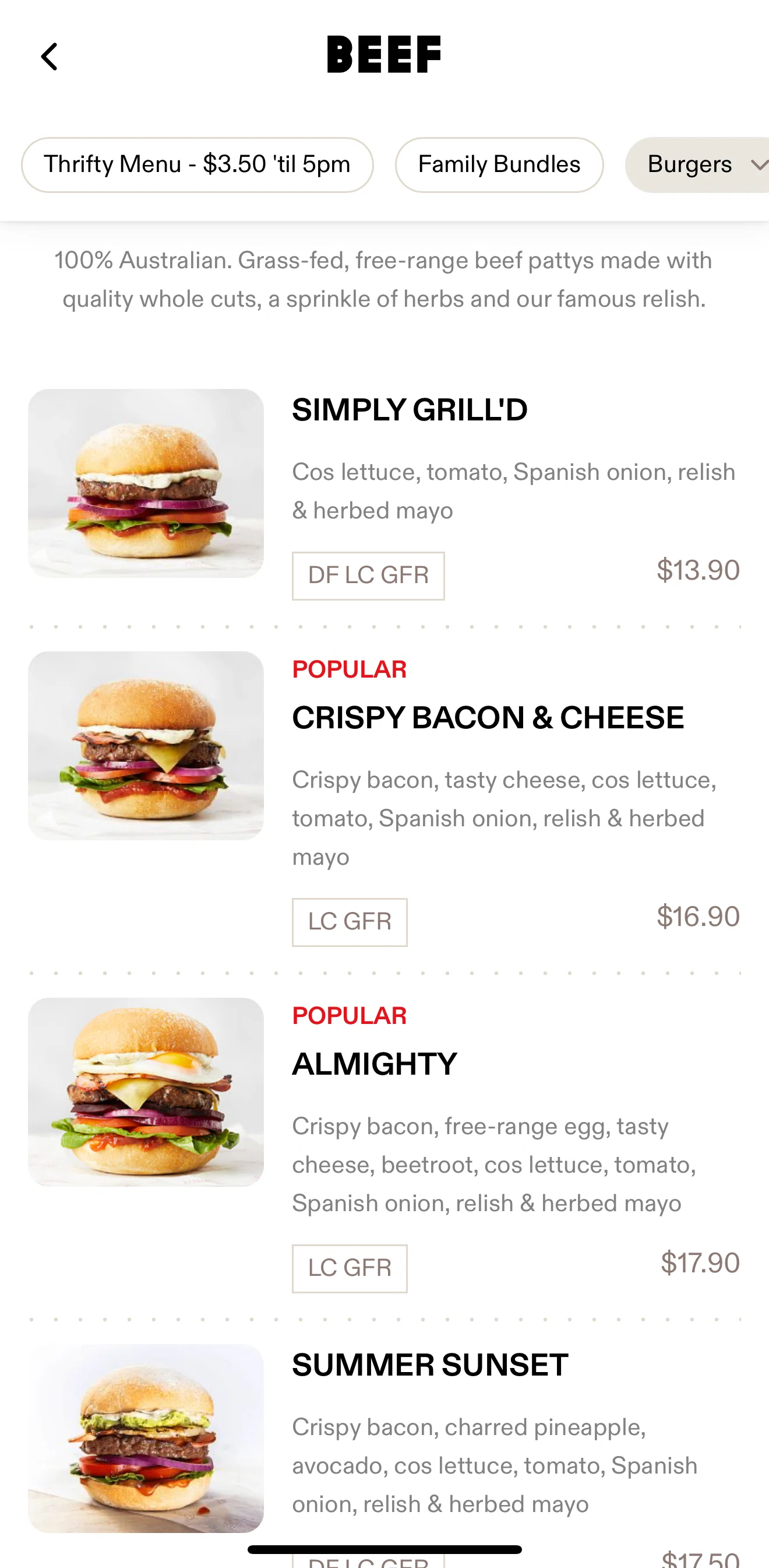 Grill'd Screen screen in the Meal detail flow