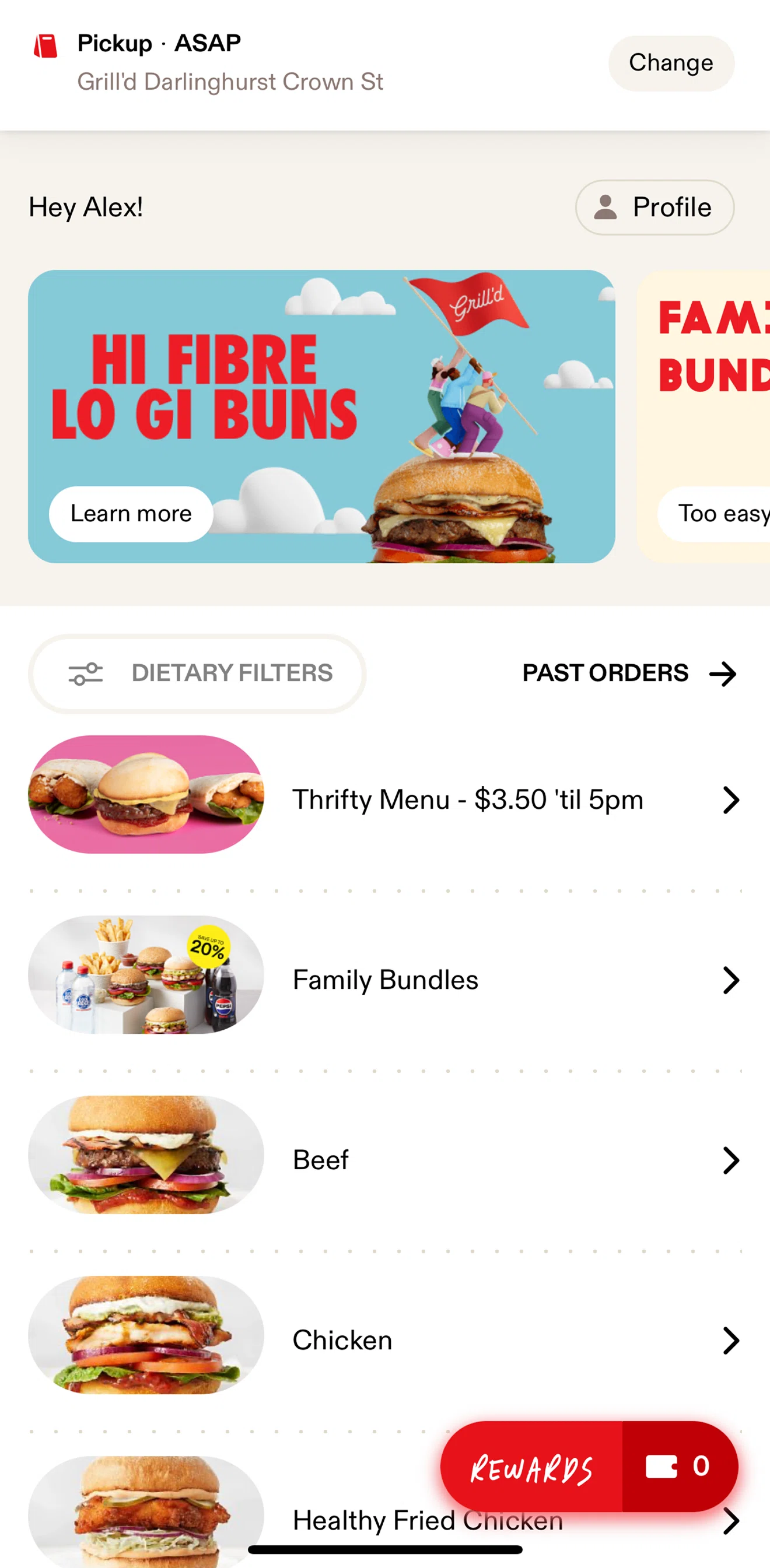 Grill'd Screen screen in the Menu detail (Family Bundles) flow