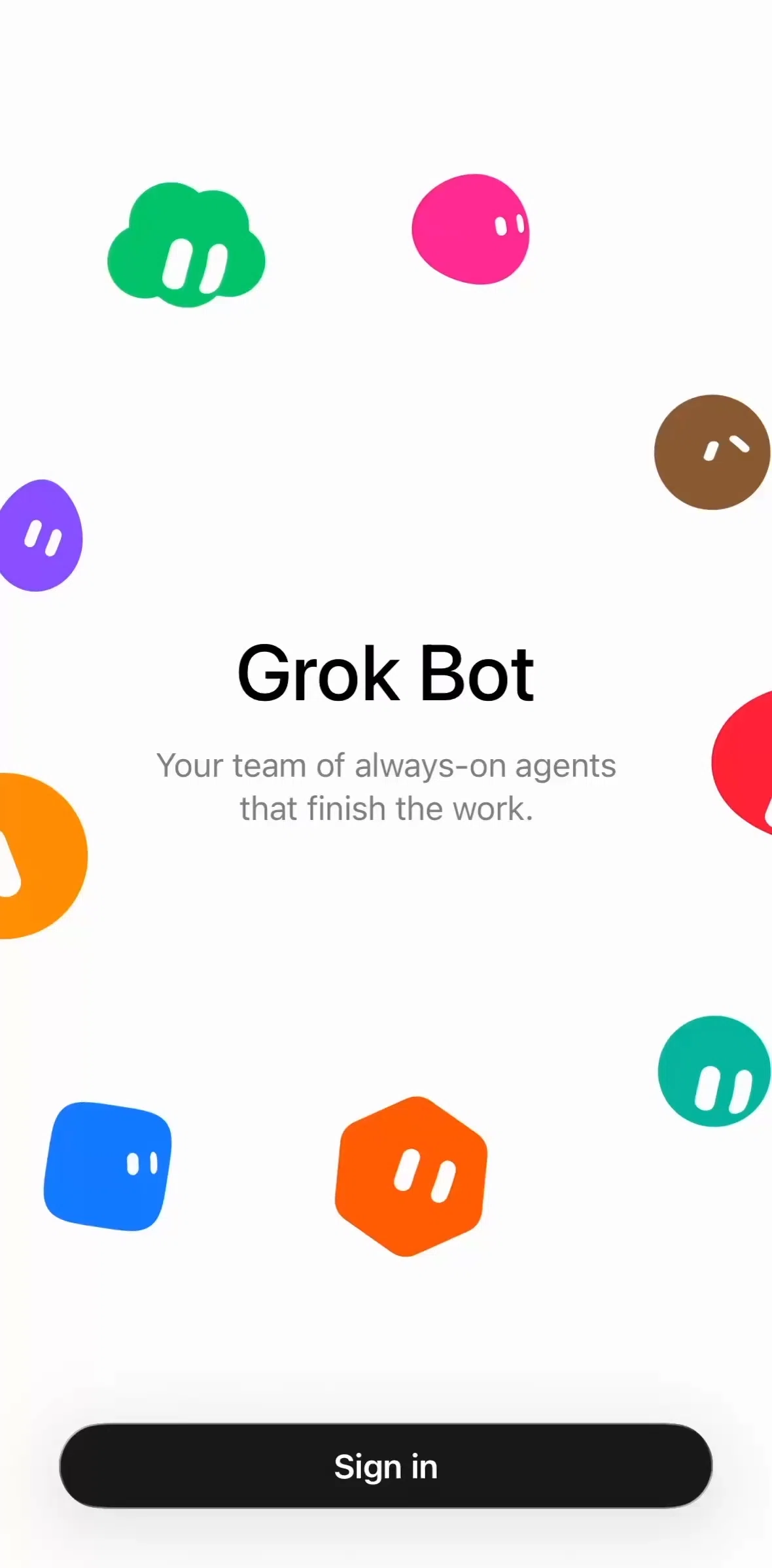 Grok Bot Screen screen in the Logging in flow
