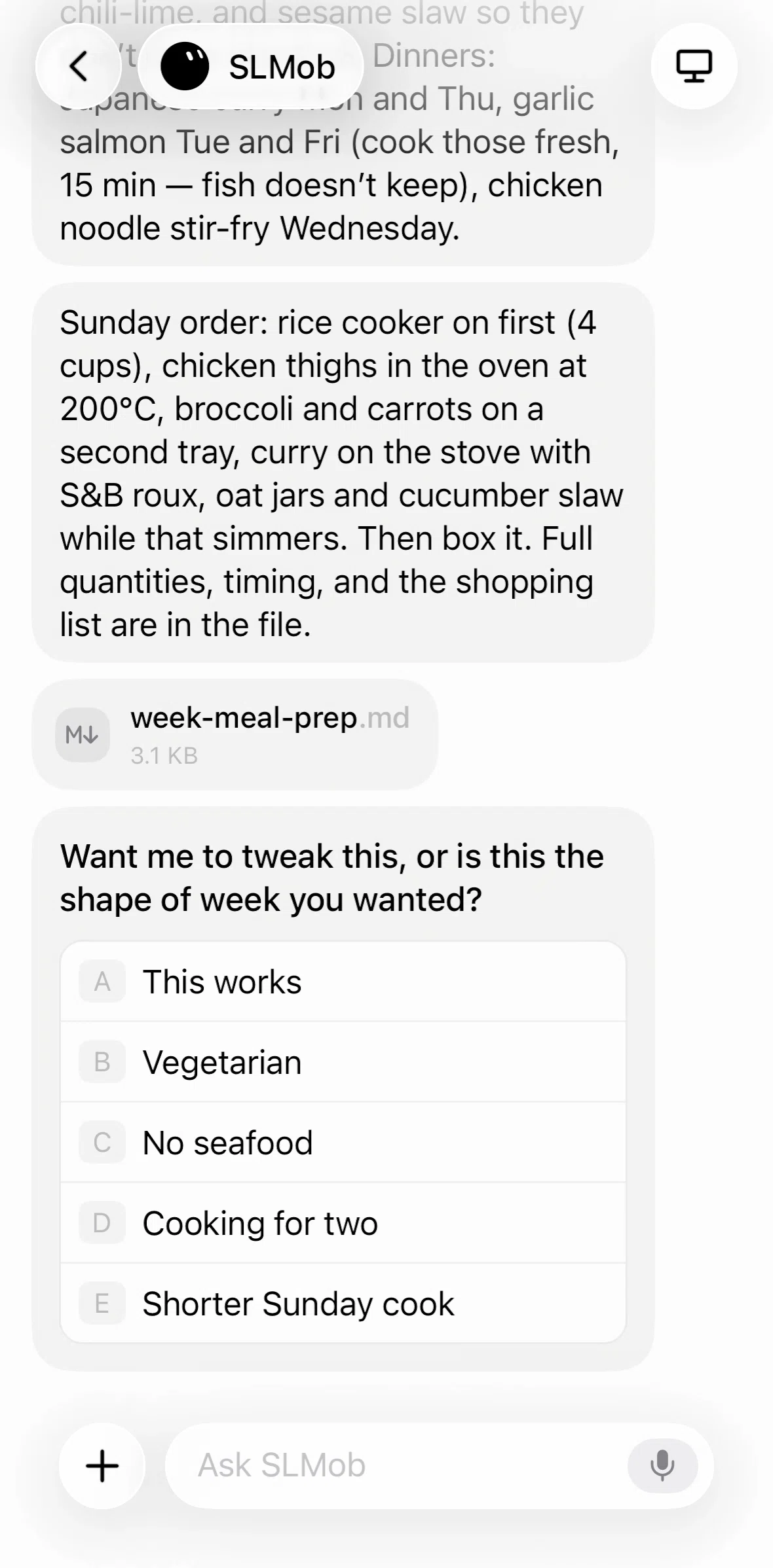 Grok Bot Screen screen in the Reacting to a message flow