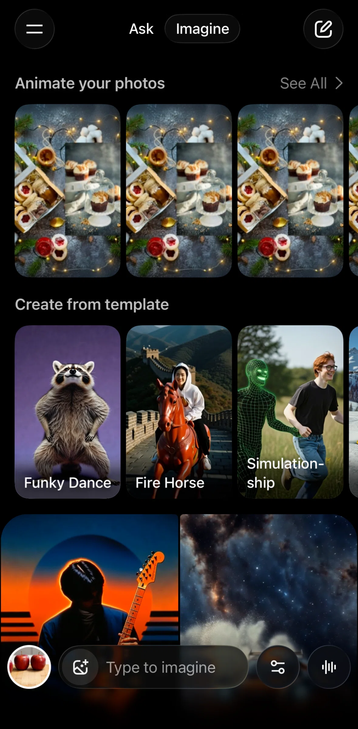 Grok Screen screen in the Creating images (speak) flow