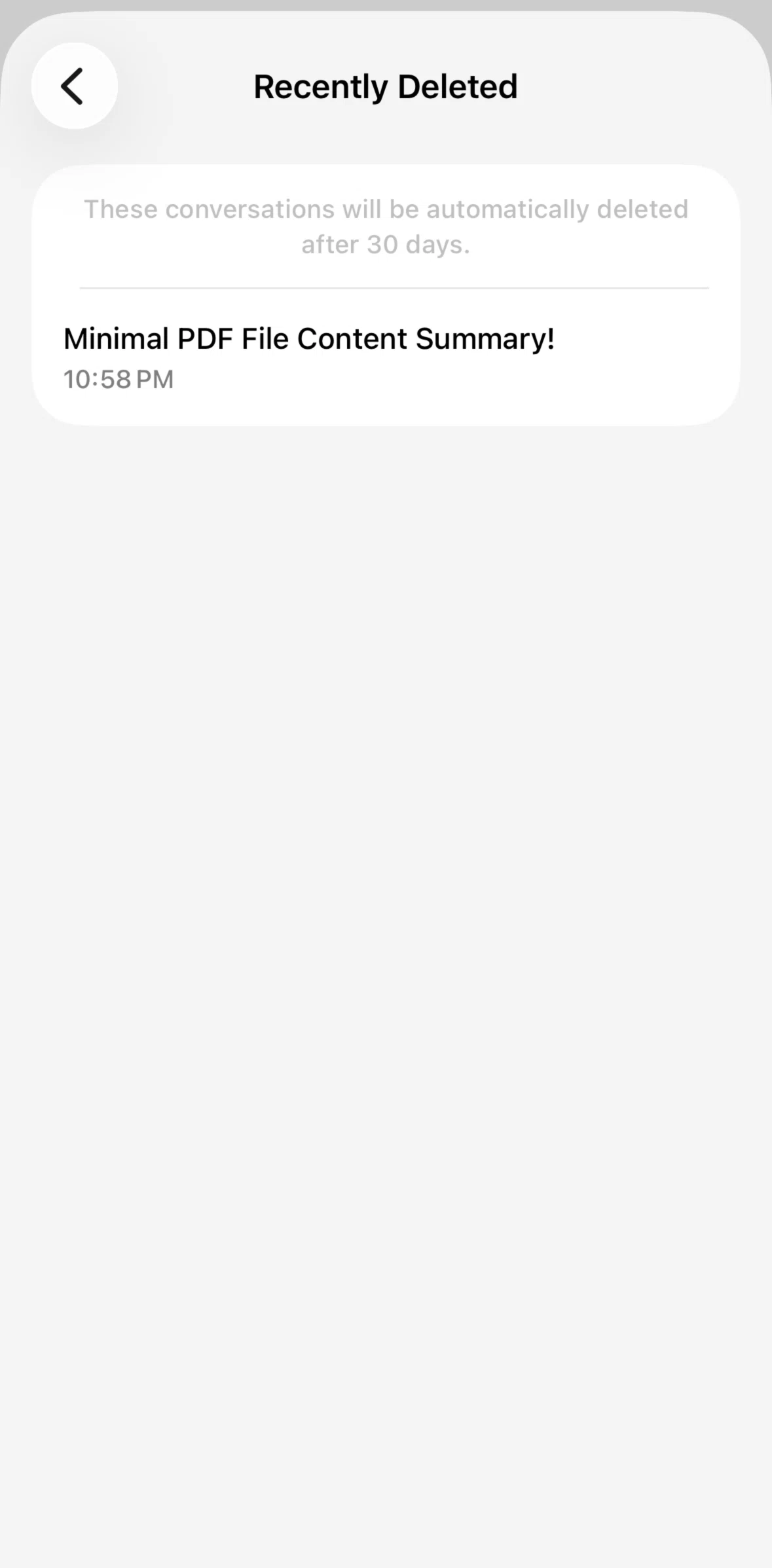 Grok Screen screen in the Restoring a conversation flow