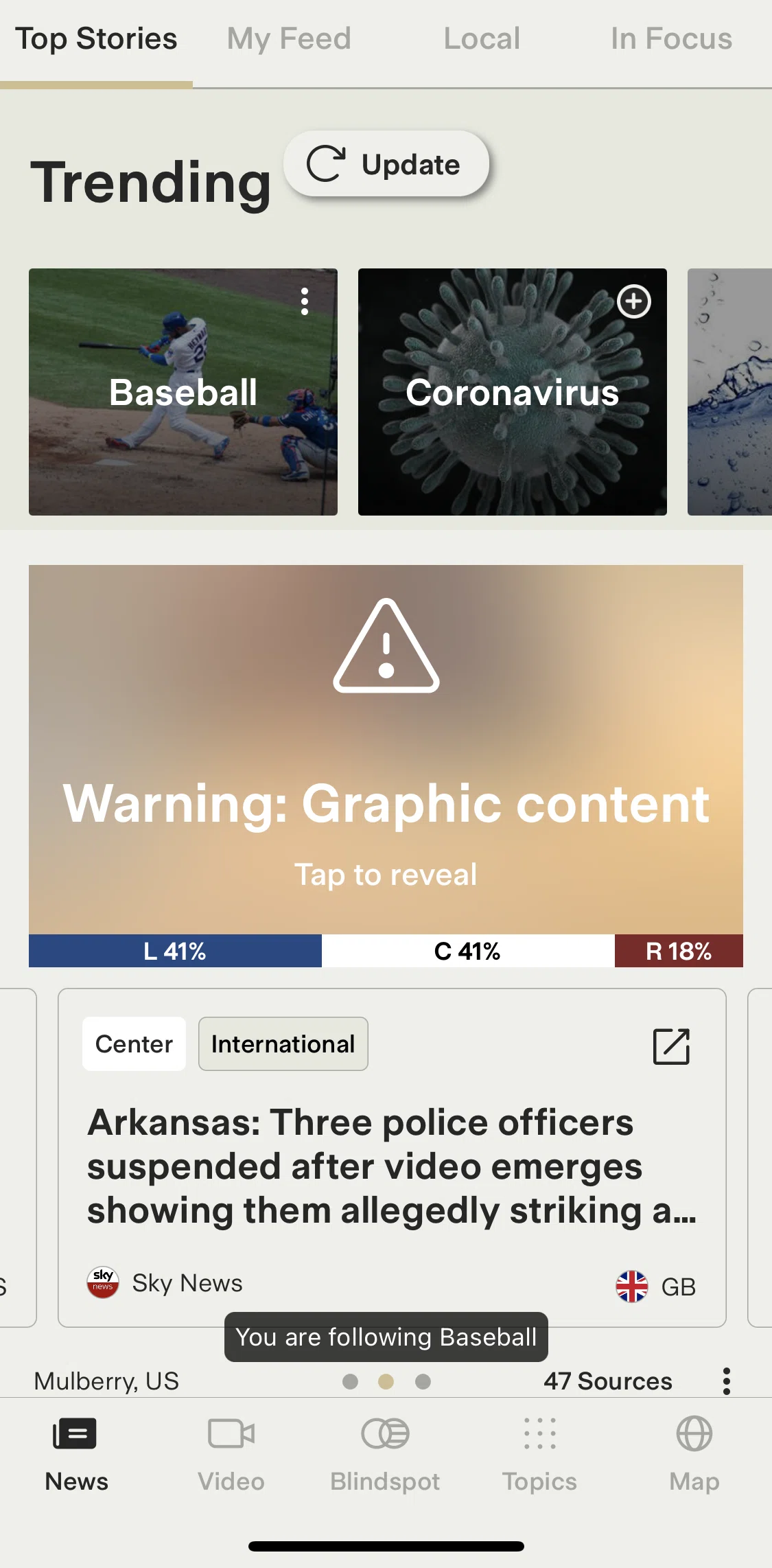 Ground News Screen screen in the Topic detail flow