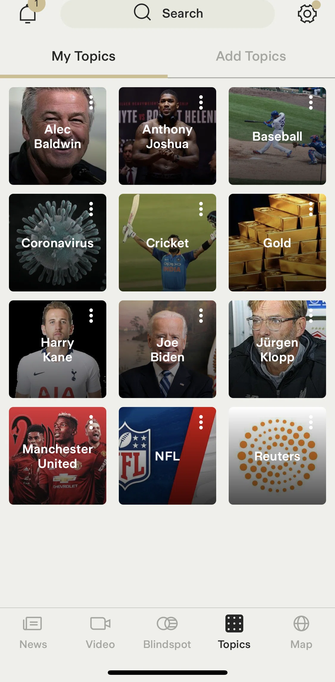 Ground News Screen screen in the Topics flow