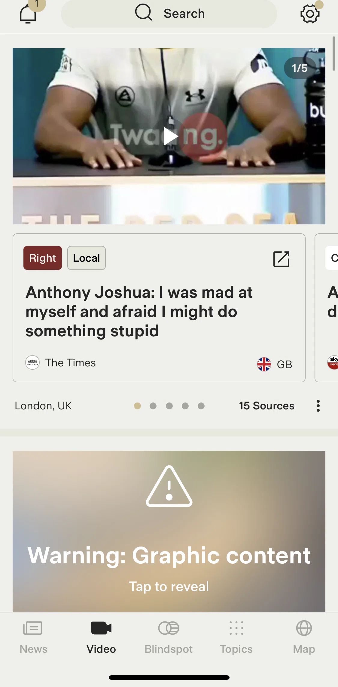 Ground News Screen screen in the Video flow