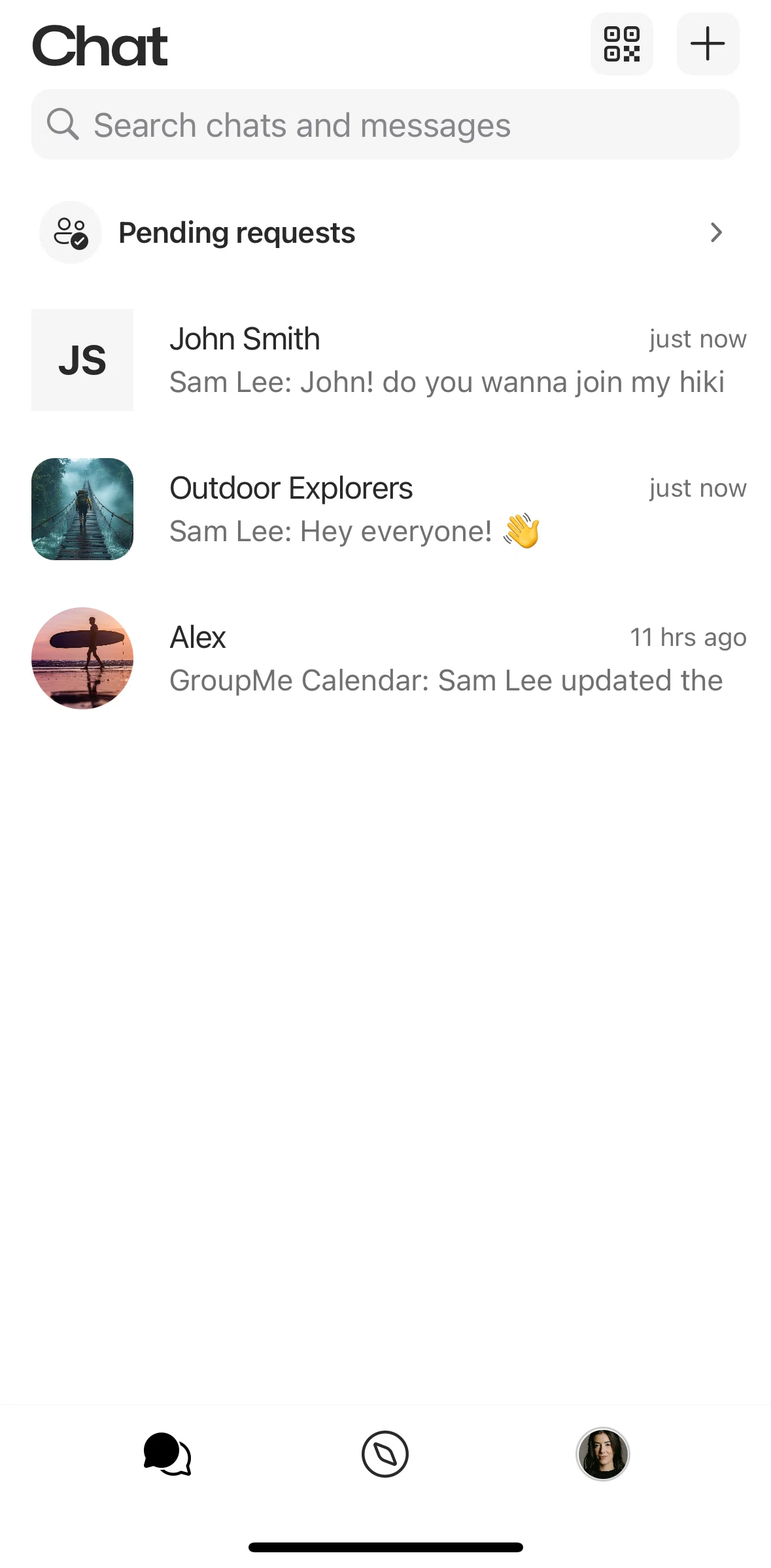 GroupMe Screen screen in the Chat options flow