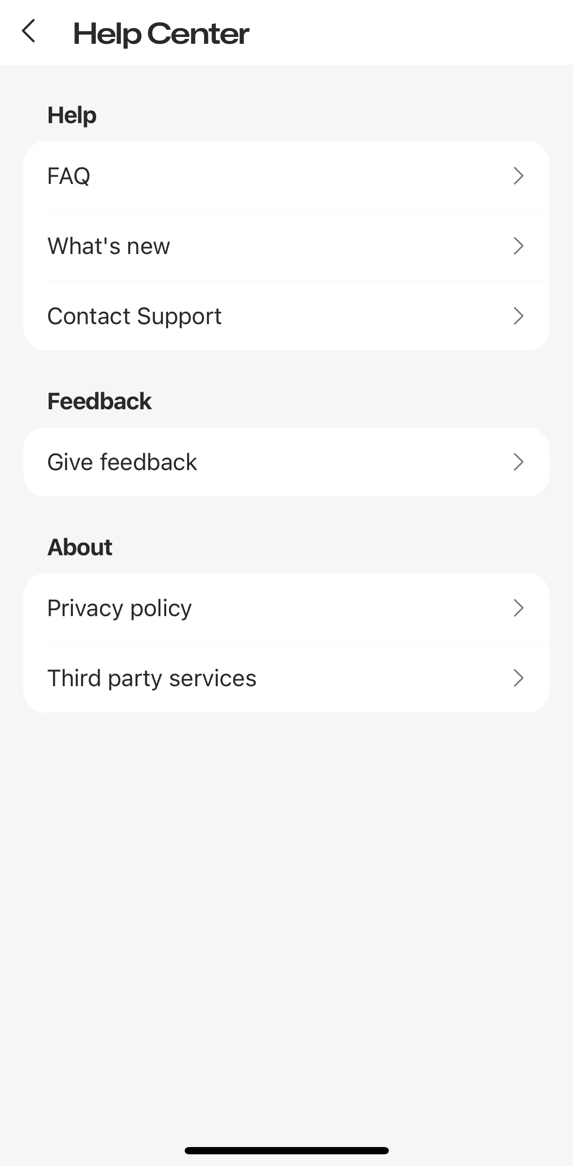 GroupMe Screen screen in the Contact support flow