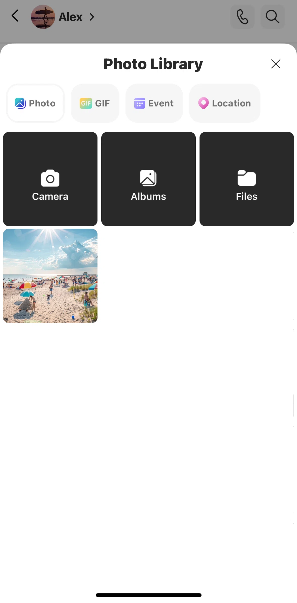 GroupMe Screen screen in the Creating new event flow