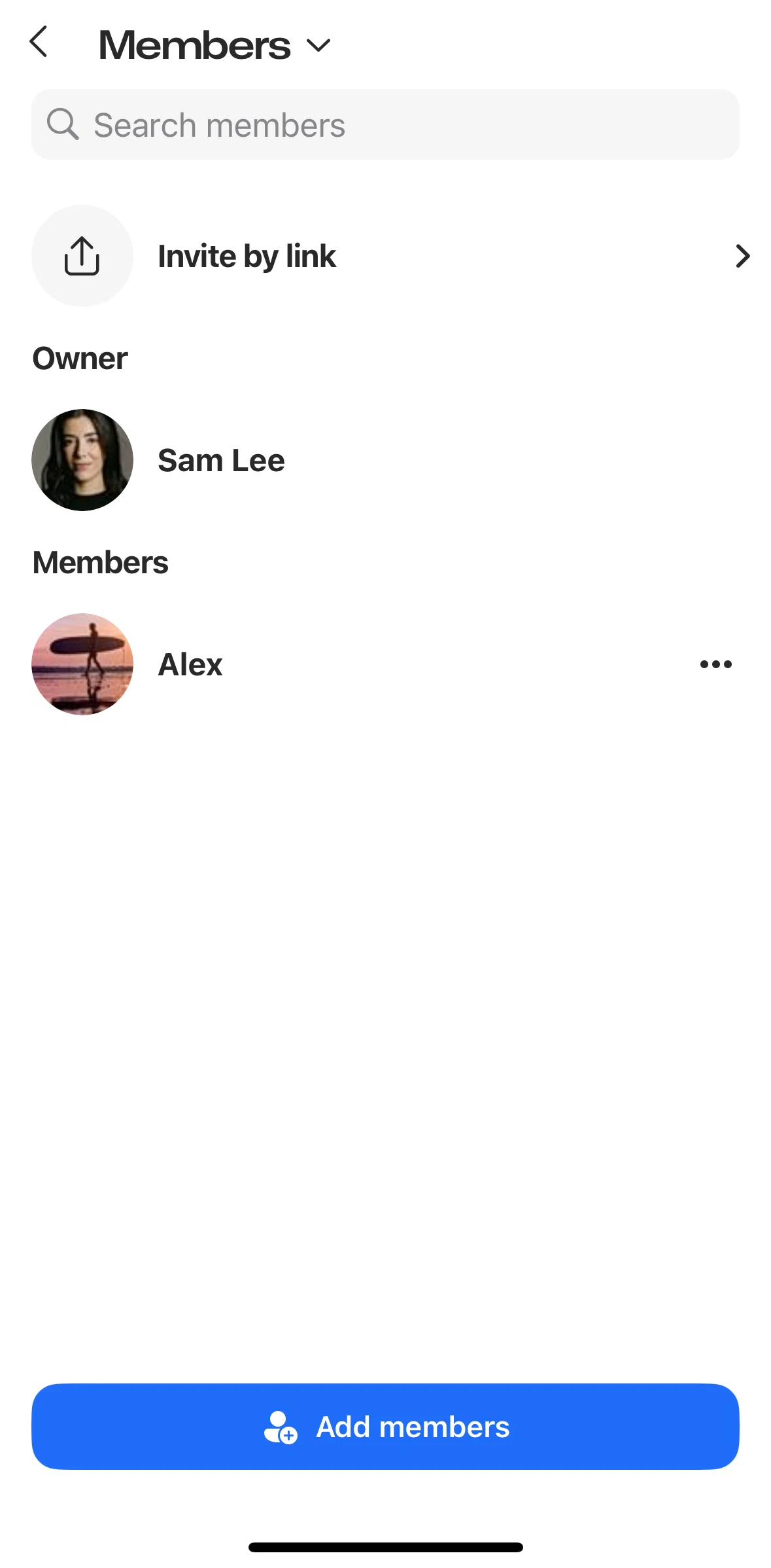 GroupMe Screen screen in the Removing a member flow