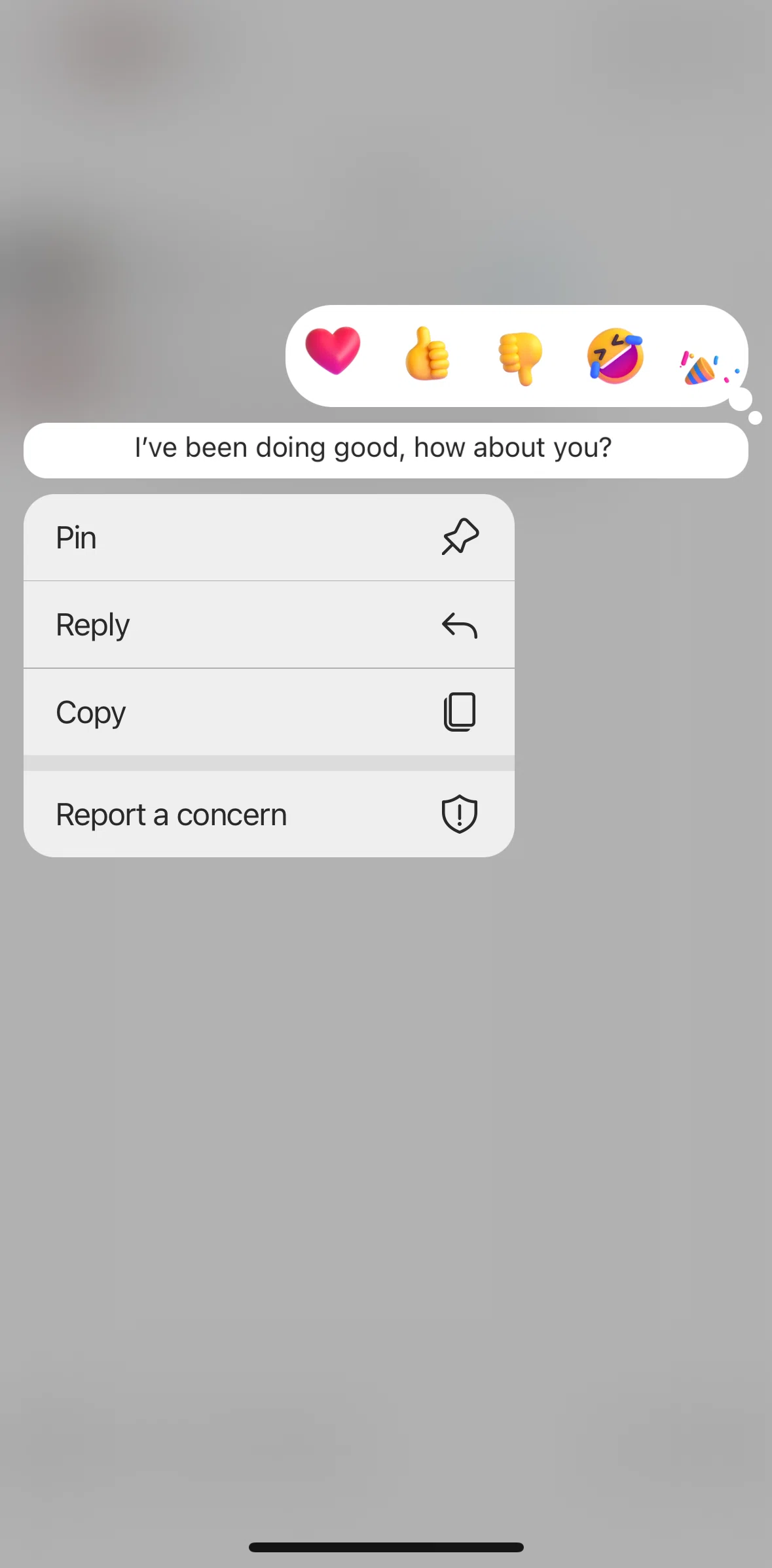 GroupMe Screen screen in the Replying to a message flow