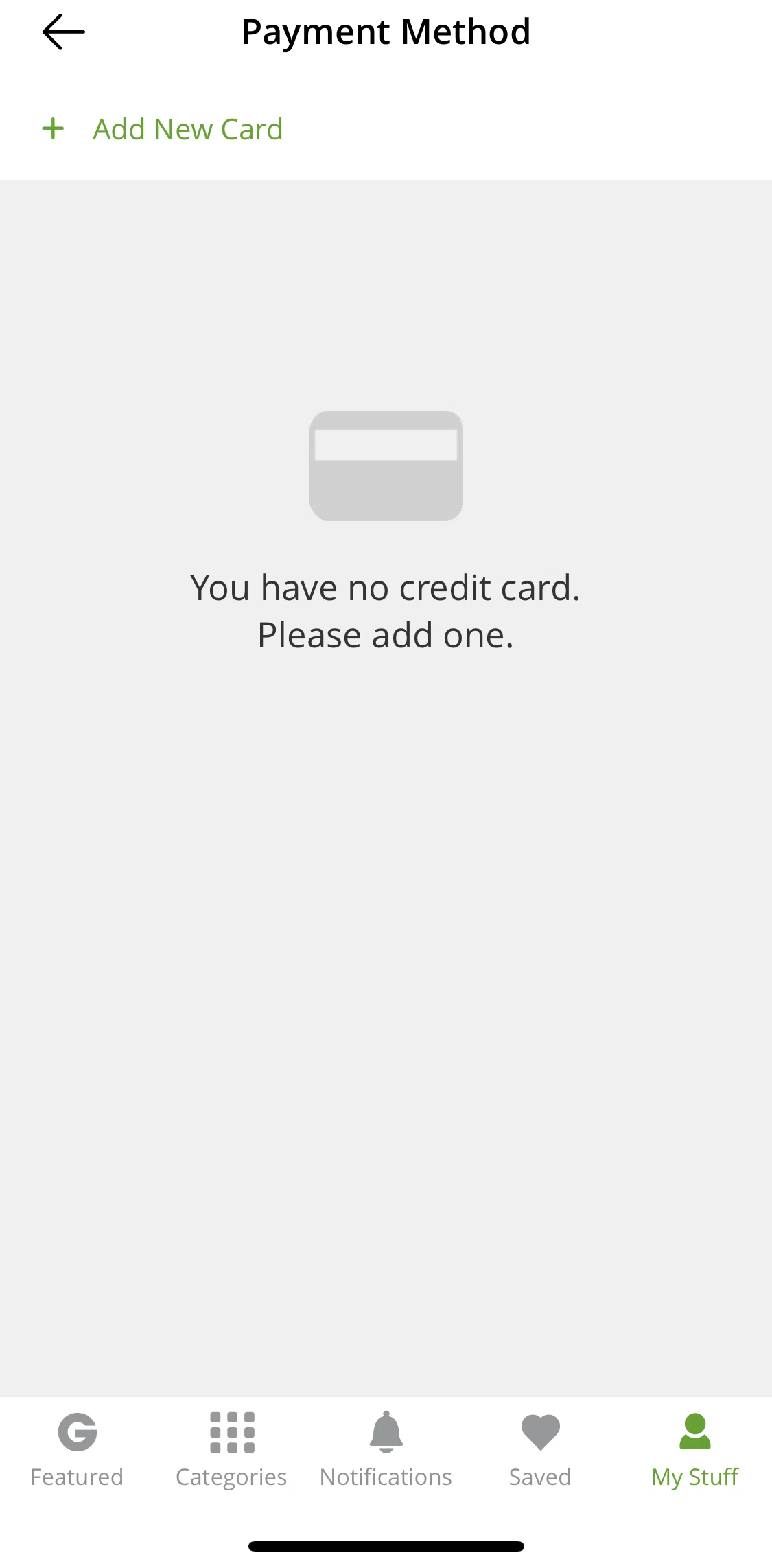 Groupon Screen screen in the Adding a card flow