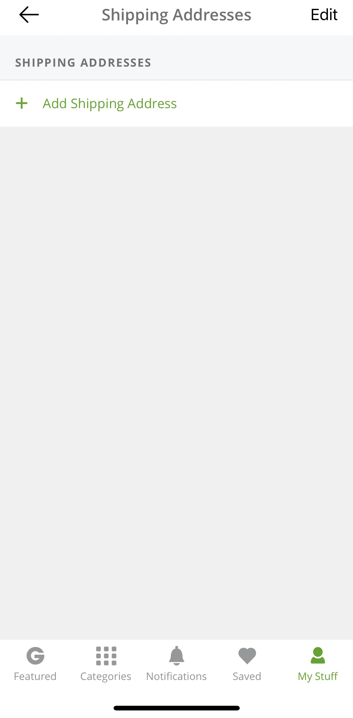Groupon Screen screen in the Adding a shipping address flow