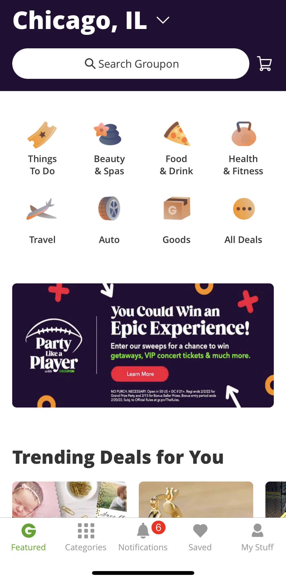 Groupon Screen screen in the Changing country flow