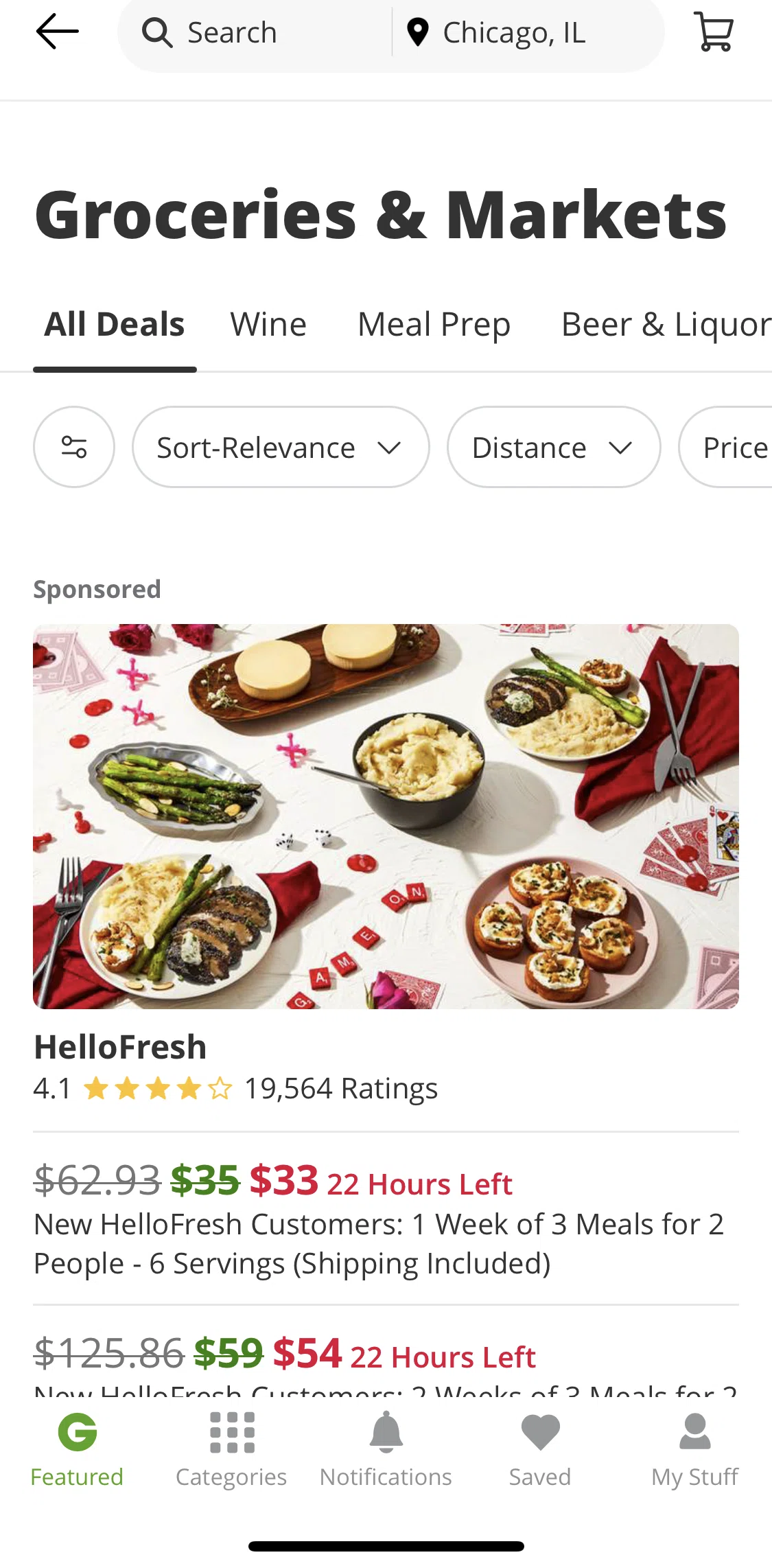Groupon Screen screen in the Filtering by price flow