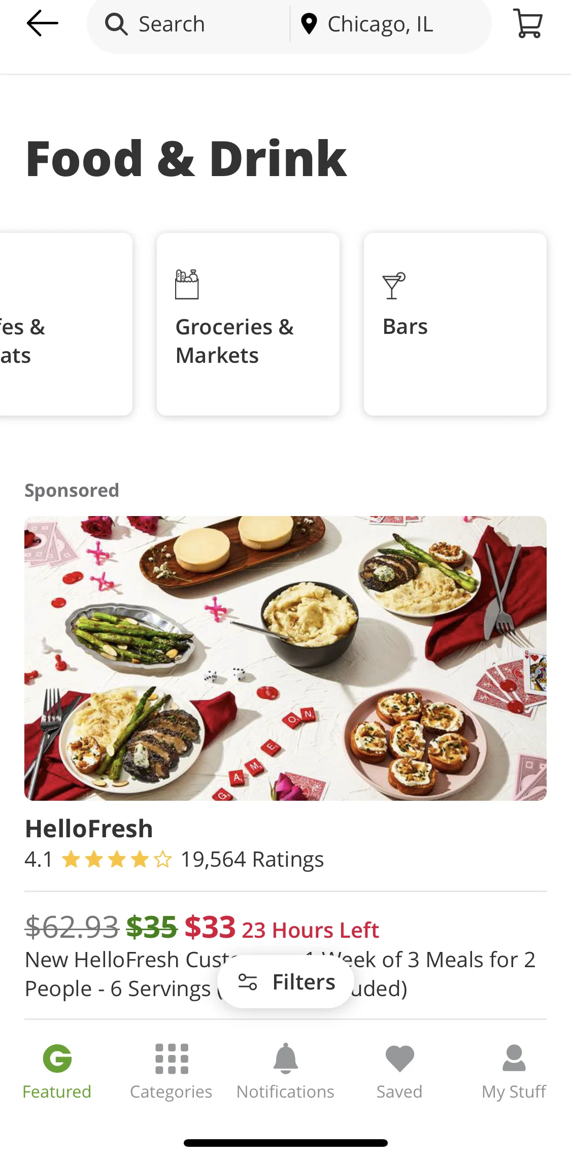Groupon Screen screen in the Groceries and Markets flow