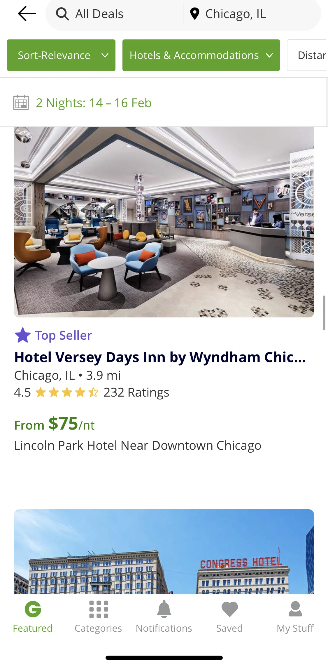 Groupon Screen screen in the Hotel detail flow