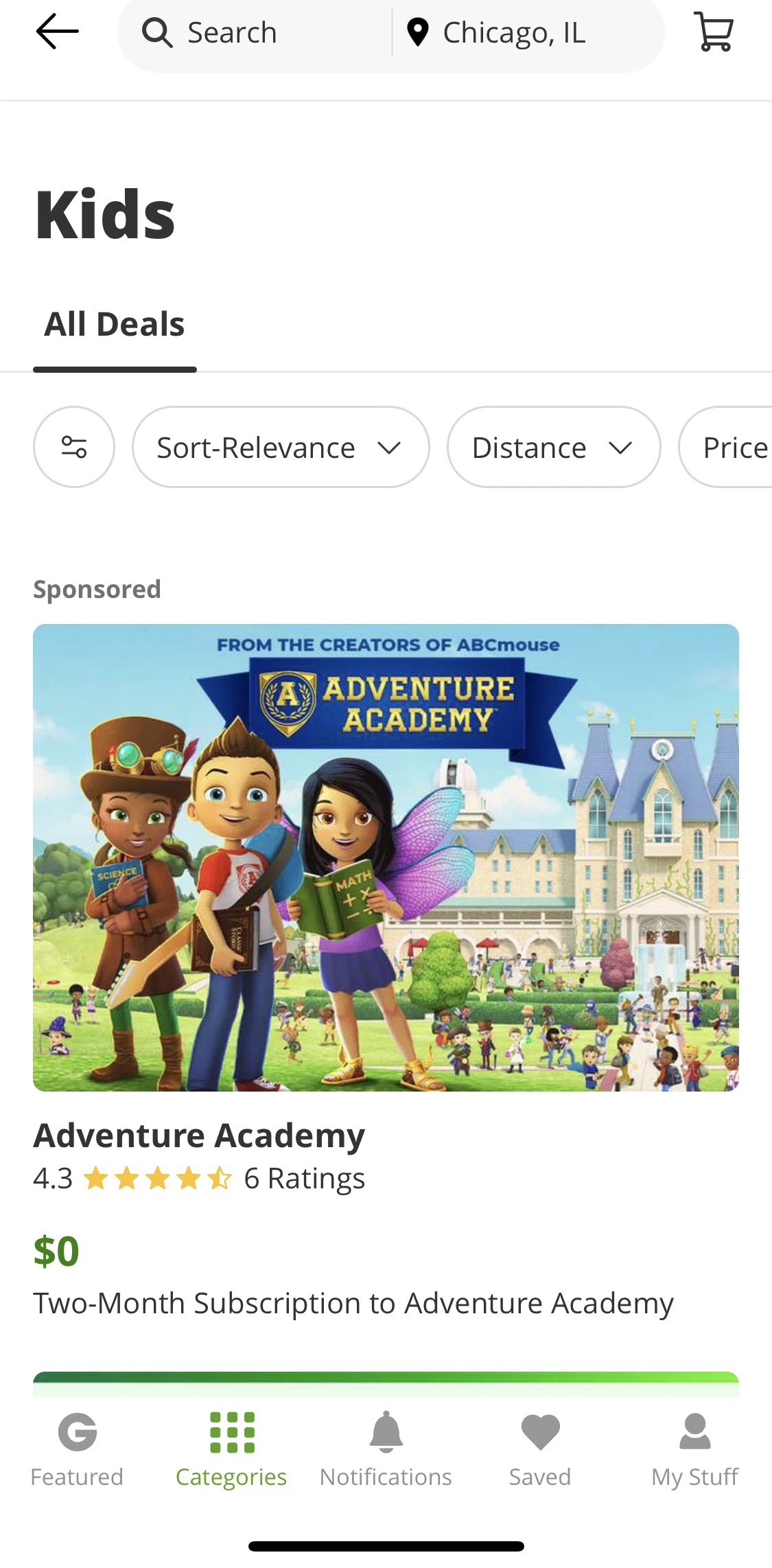 Groupon Screen screen in the Subscription detail flow