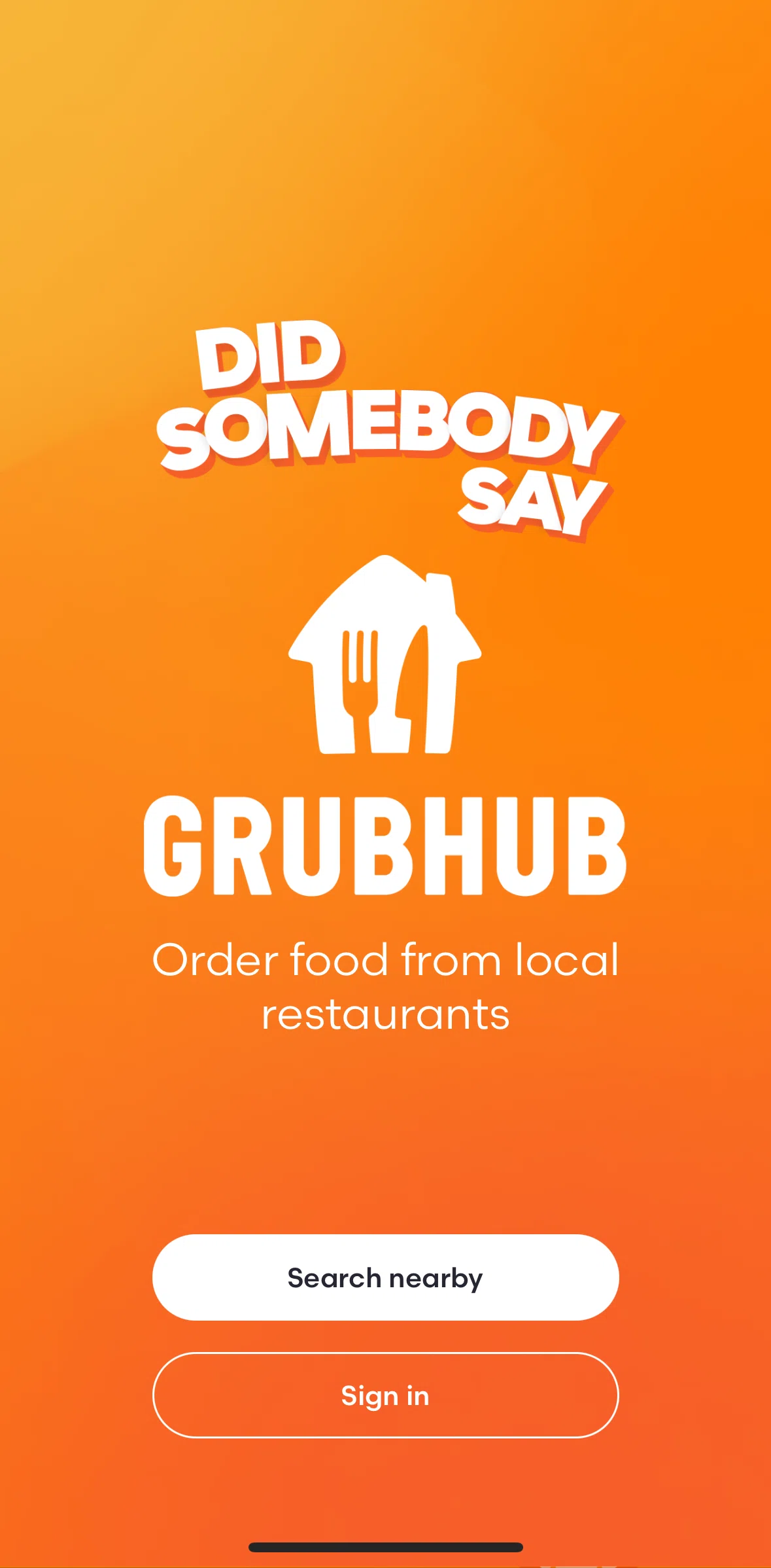 Grubhub Screen screen in the Onboarding flow