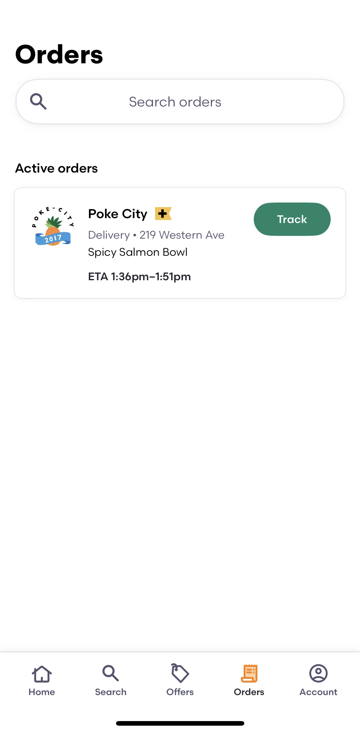 Grubhub Screen screen in the Reviewing an order flow