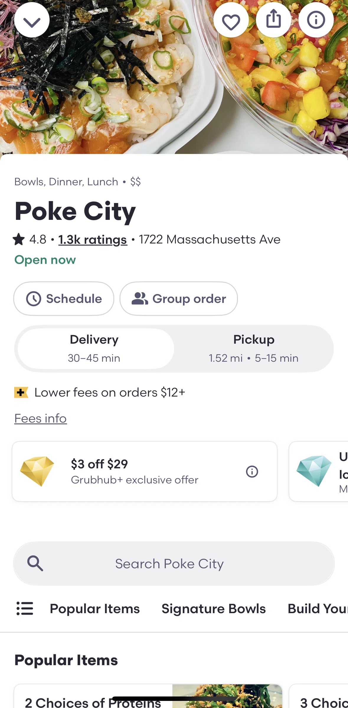 Grubhub Screen screen in the Saving a restaurant to home flow