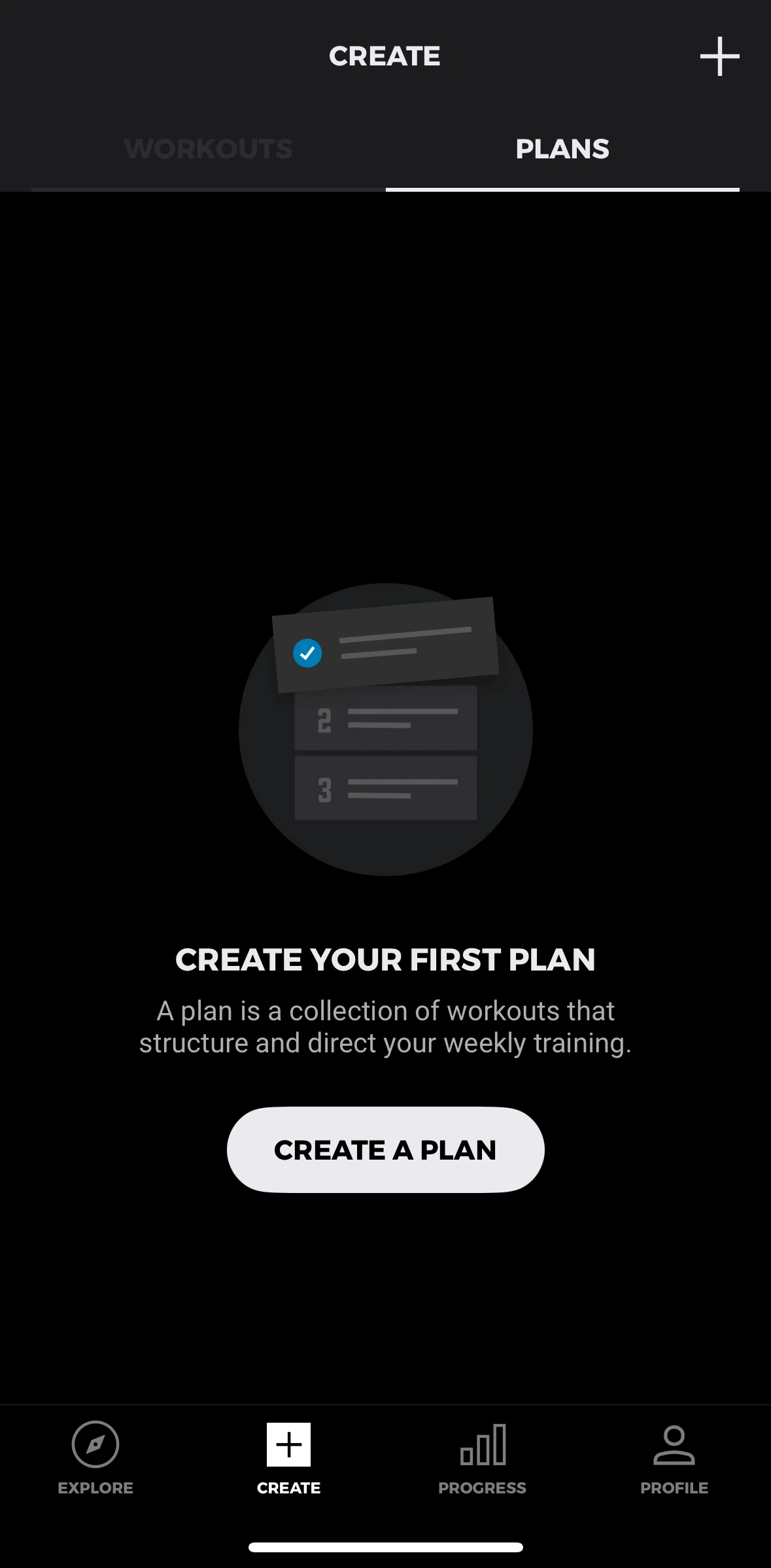 Gymshark Training and Fitness Screen screen in the Creating a plan flow