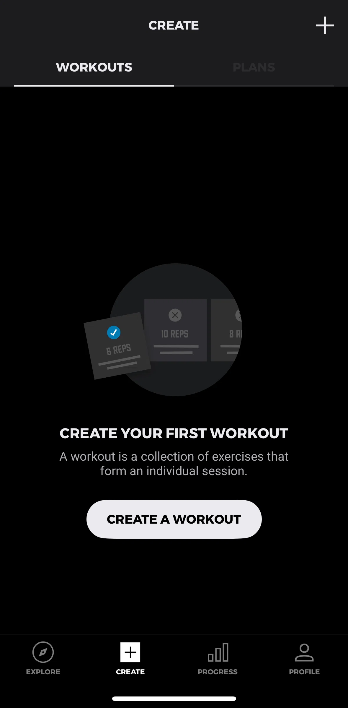 Gymshark Training and Fitness Screen screen in the Creating a workout flow