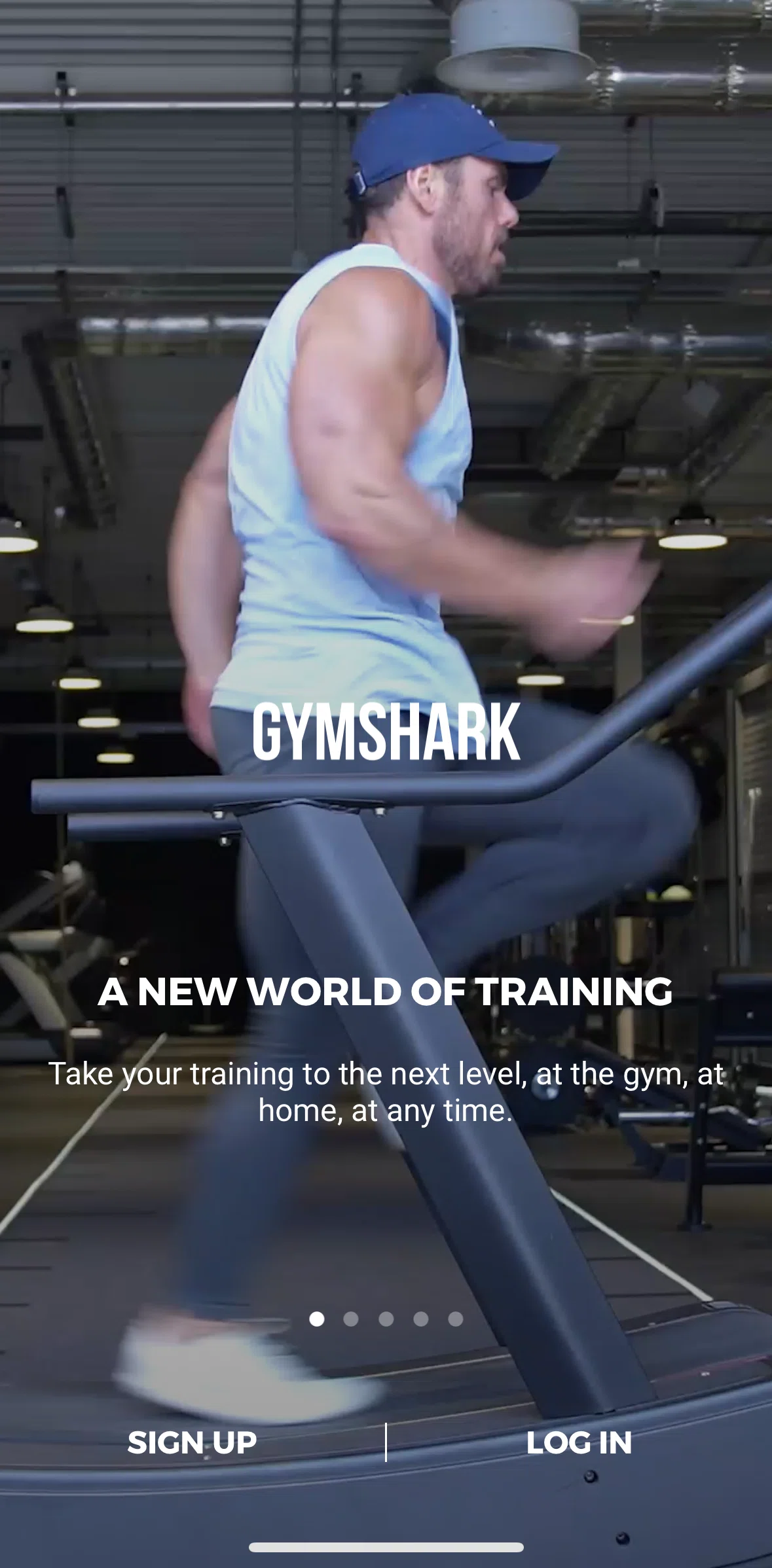 Gymshark Training and Fitness Screen screen in the Logging in flow