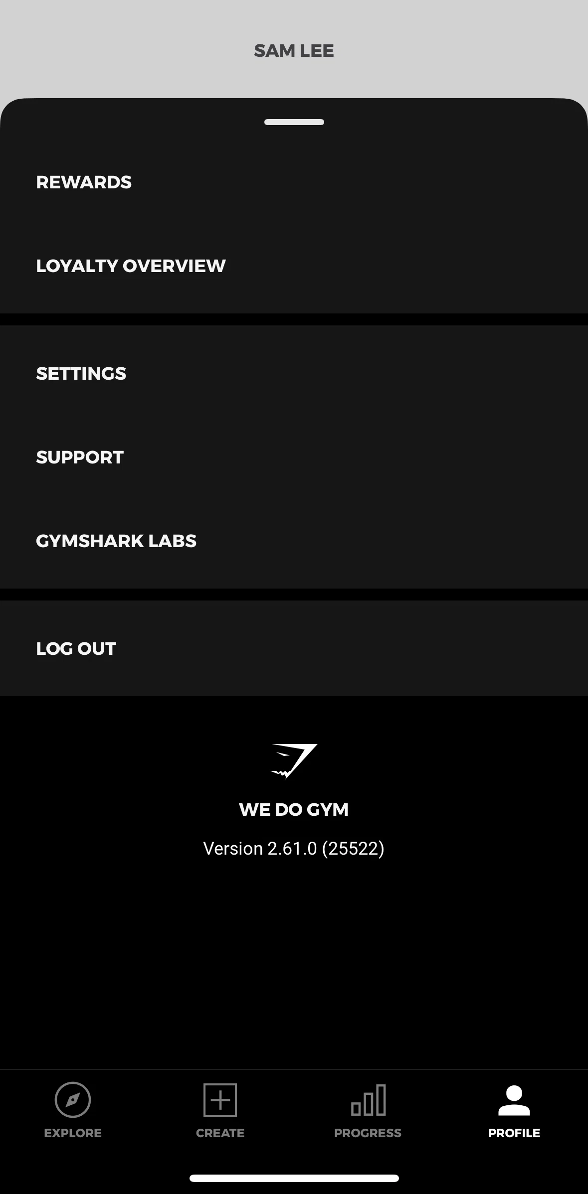 Gymshark Training and Fitness Screen screen in the Rewards flow