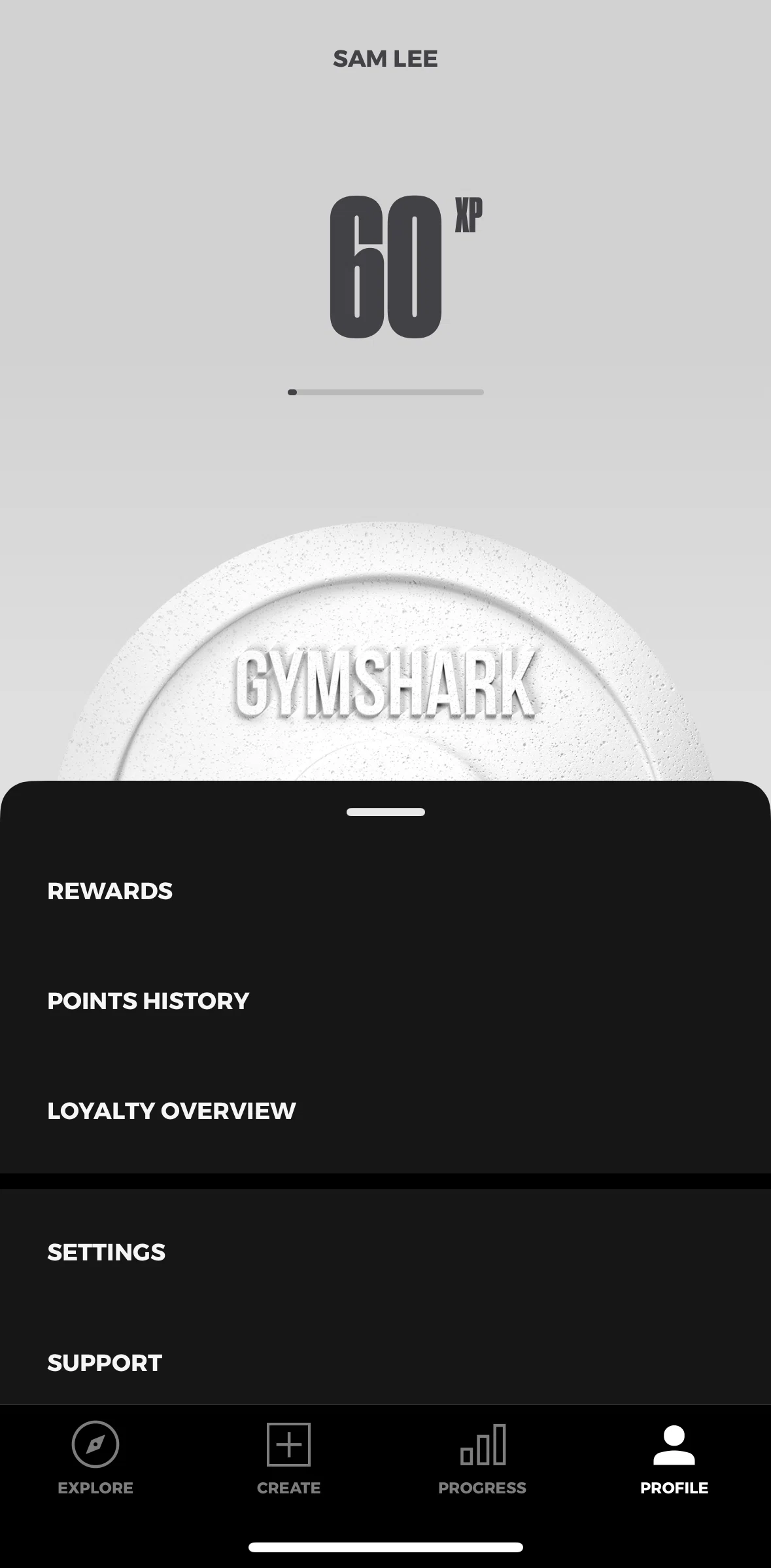 Gymshark Training and Fitness Screen screen in the Tier benefits flow
