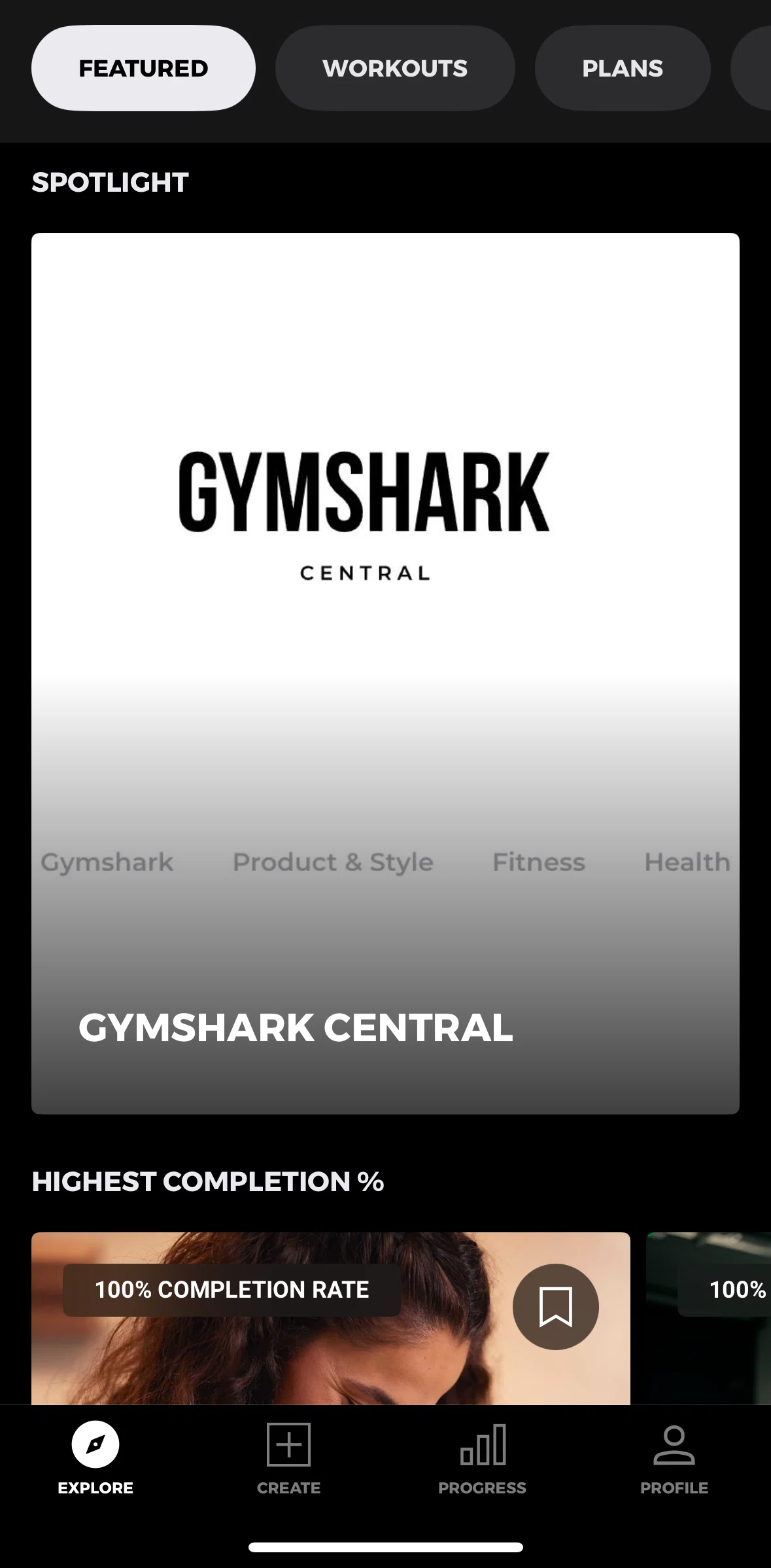 Gymshark Training and Fitness Screen screen in the View collection flow