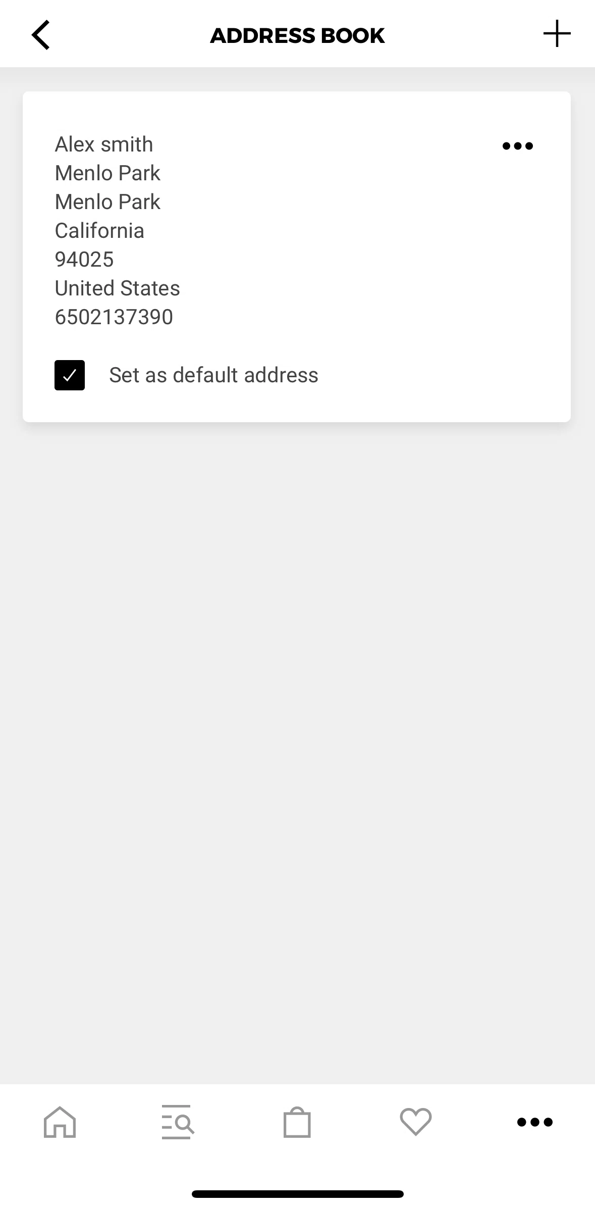 Gymshark Screen screen in the Adding a new address flow