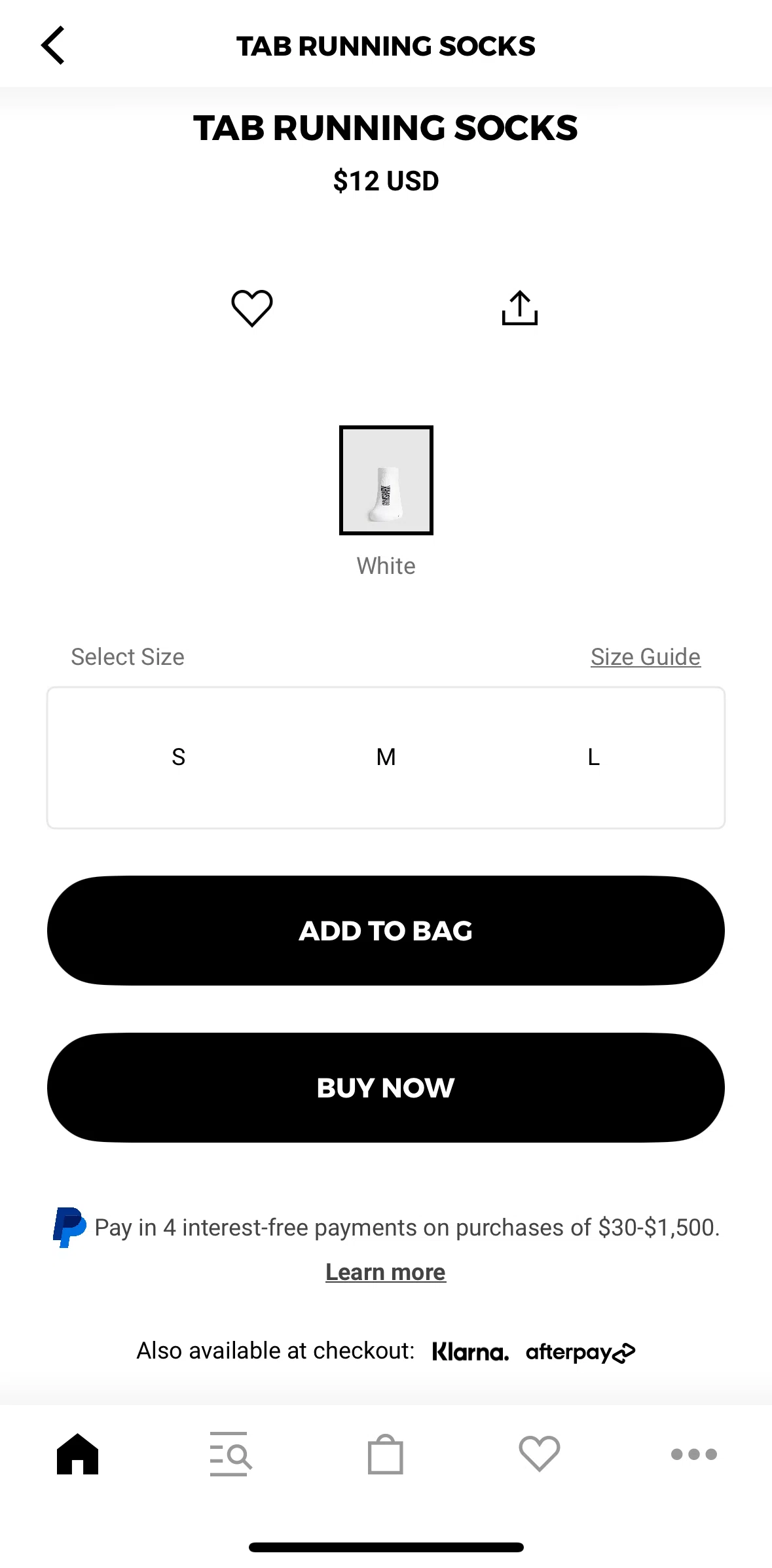 Gymshark Screen screen in the Adding a product to wishlist flow