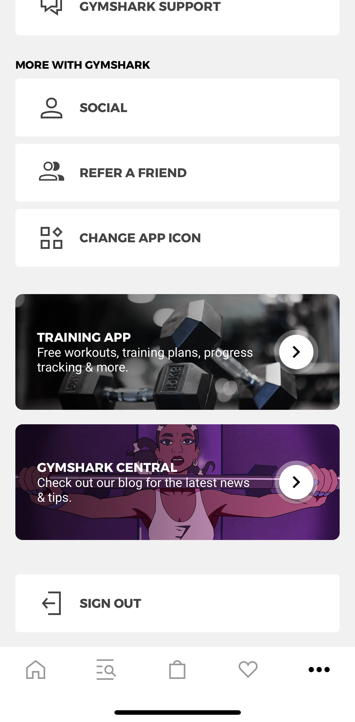 Gymshark Screen screen in the Copying referral link flow