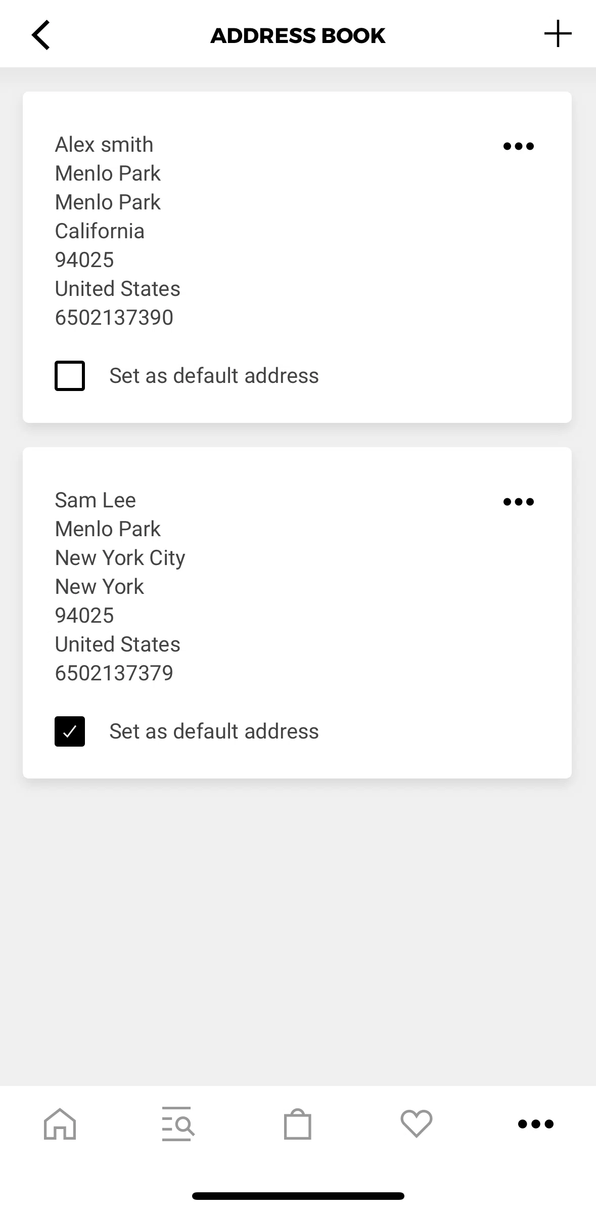 Gymshark Screen screen in the Deleting an address flow