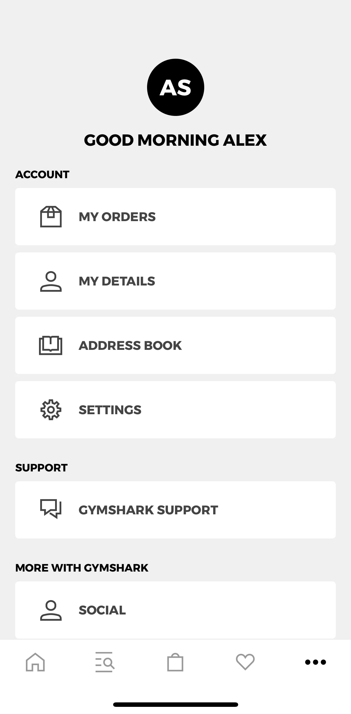 Gymshark Screen screen in the My details flow