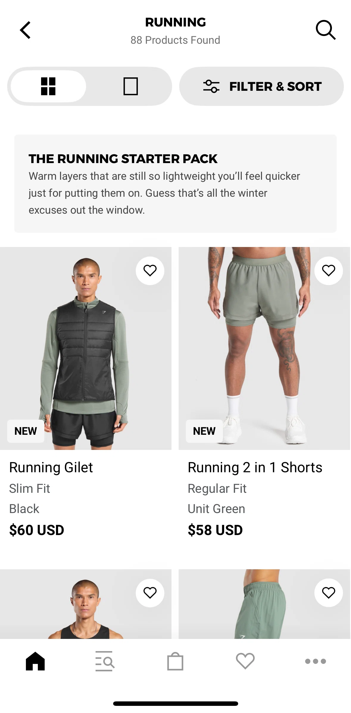Gymshark Screen screen in the Switching to single view flow