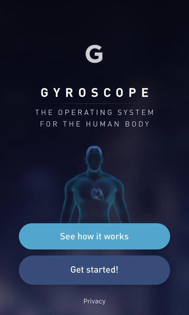Gyroscope Sign up screen in the Onboarding flow