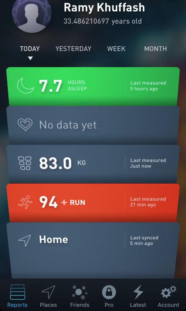 Gyroscope Dashboard screen in the Settings flow