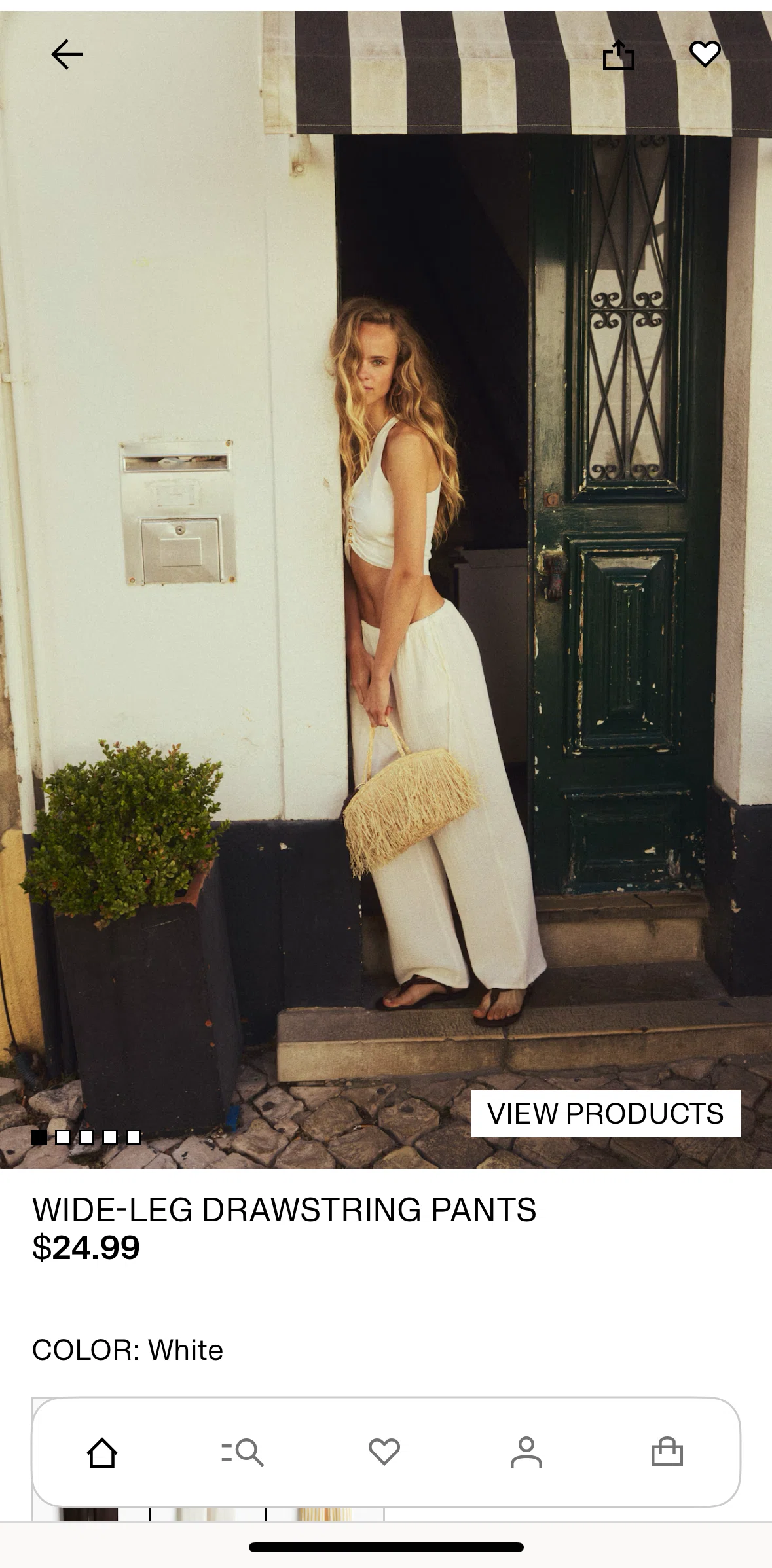 H And M Screen screen in the Adding an item to favorites flow