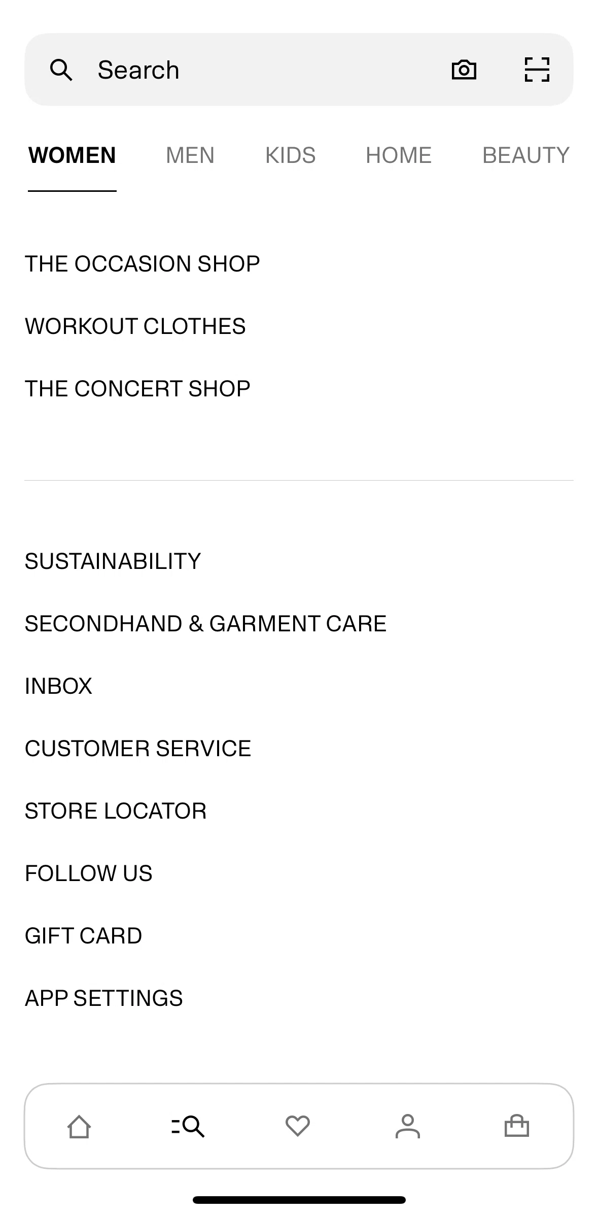H And M Screen screen in the Customer service flow
