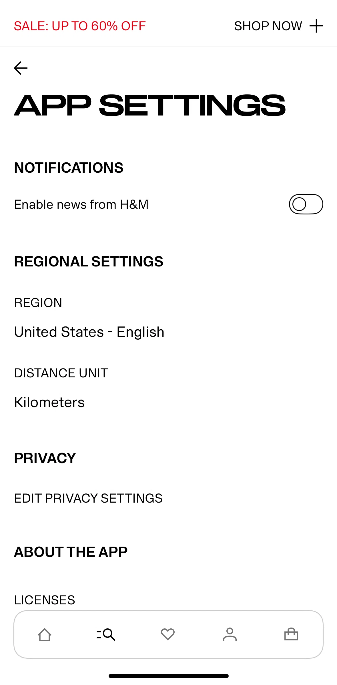 H And M Screen screen in the Enabling notifications flow