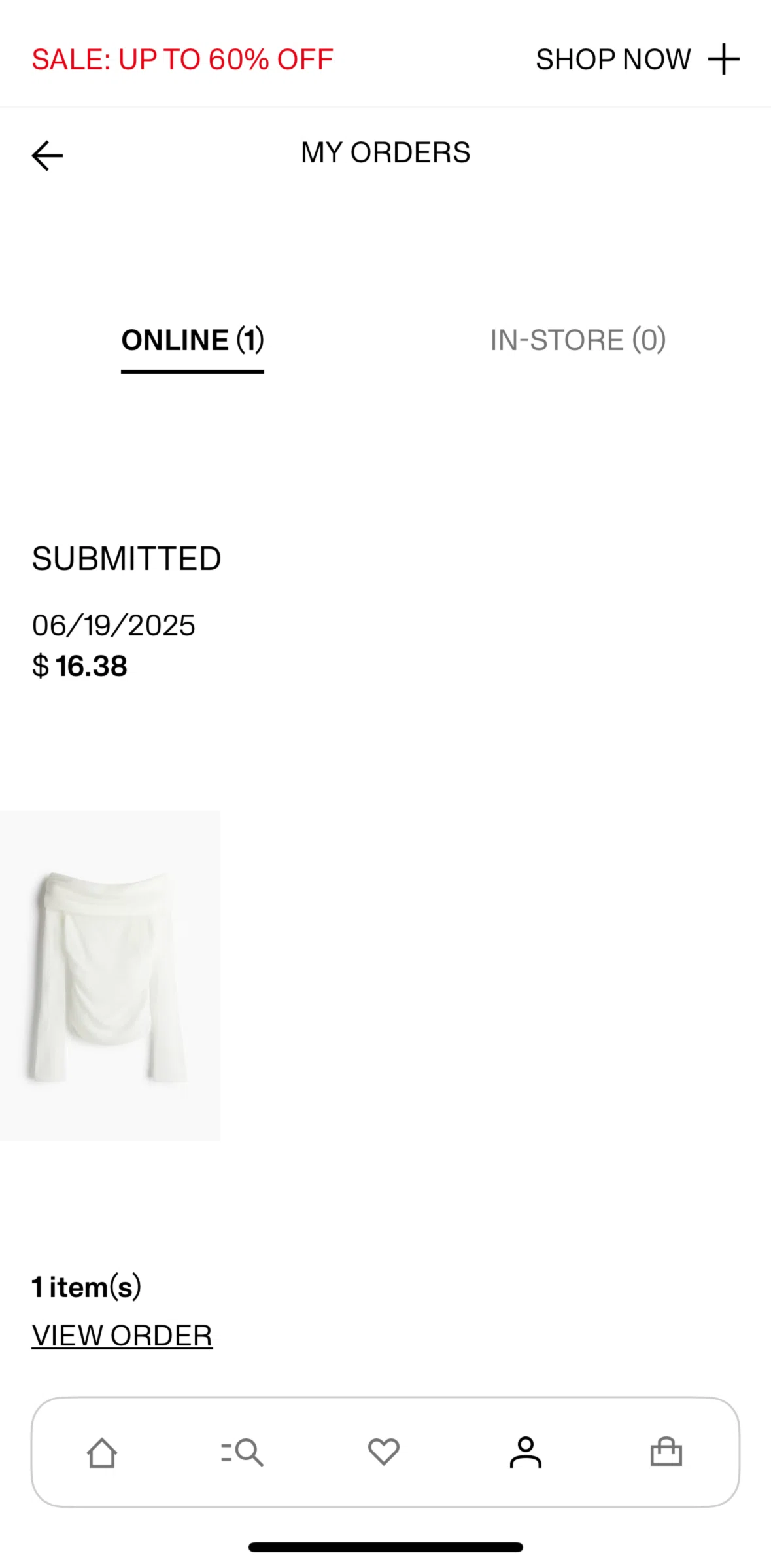 H And M Screen screen in the Order details flow