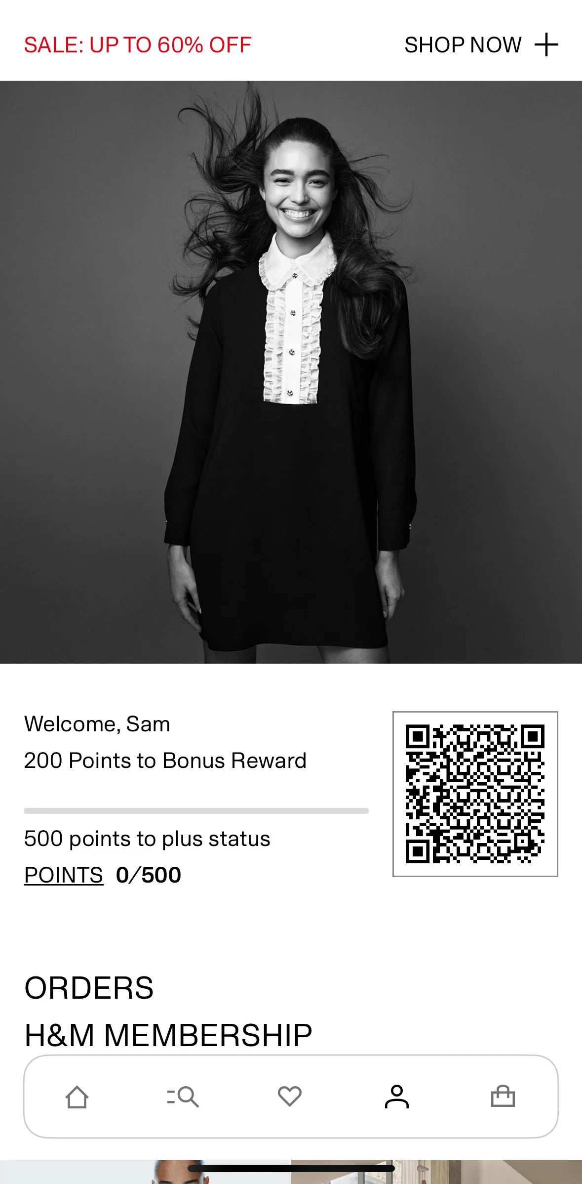 H And M Screen screen in the QR code flow
