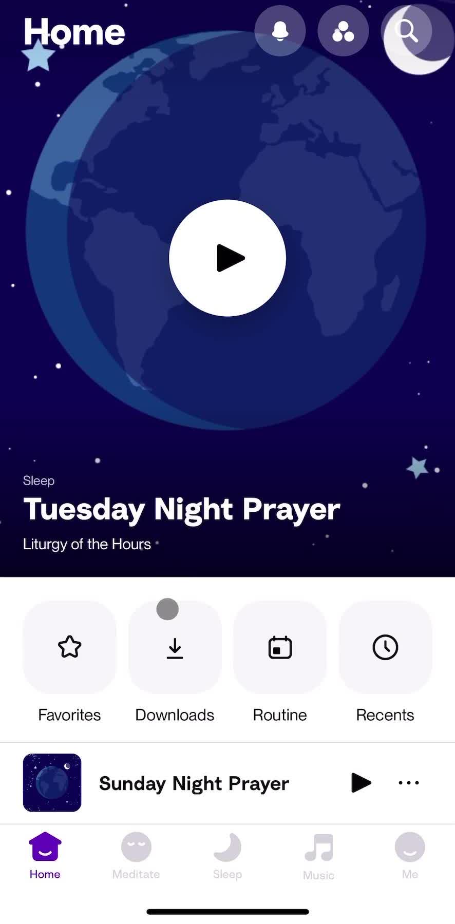 Hallow Home screen in the Saving flow