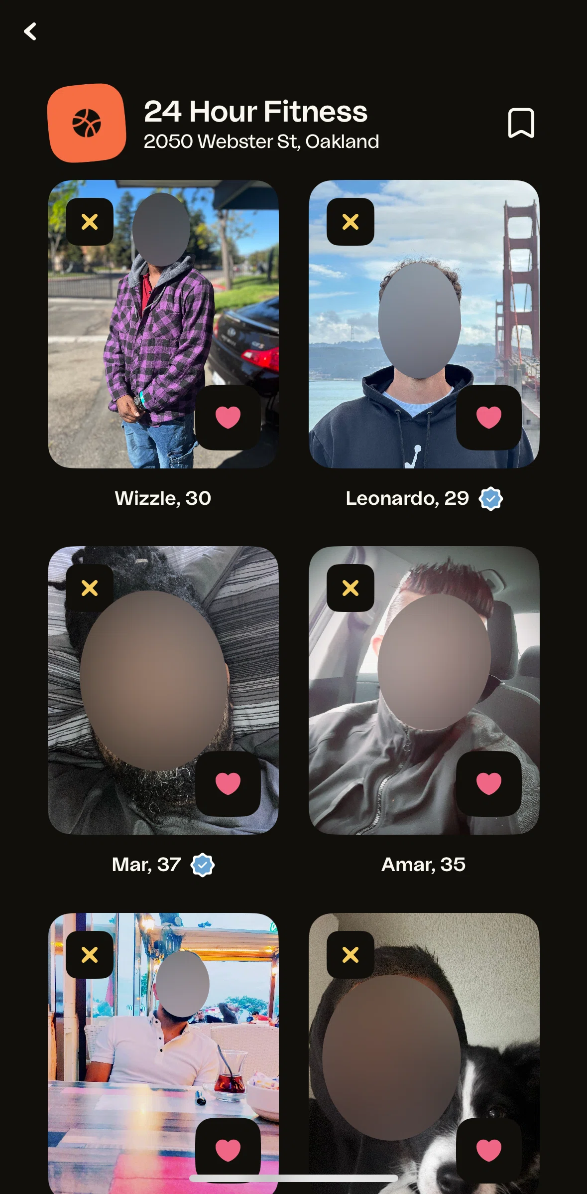 happn Screen screen in the Adding a spot to favorite spots flow